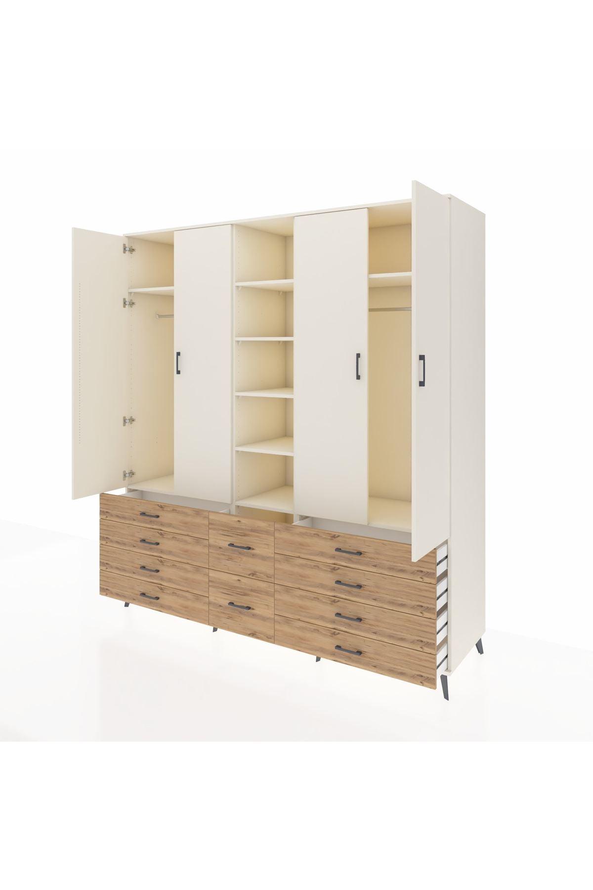 Kronos Dolap 9 Raflı 10 Çekmeceli 2 Askılı 220x59x243 - S784M003V06C