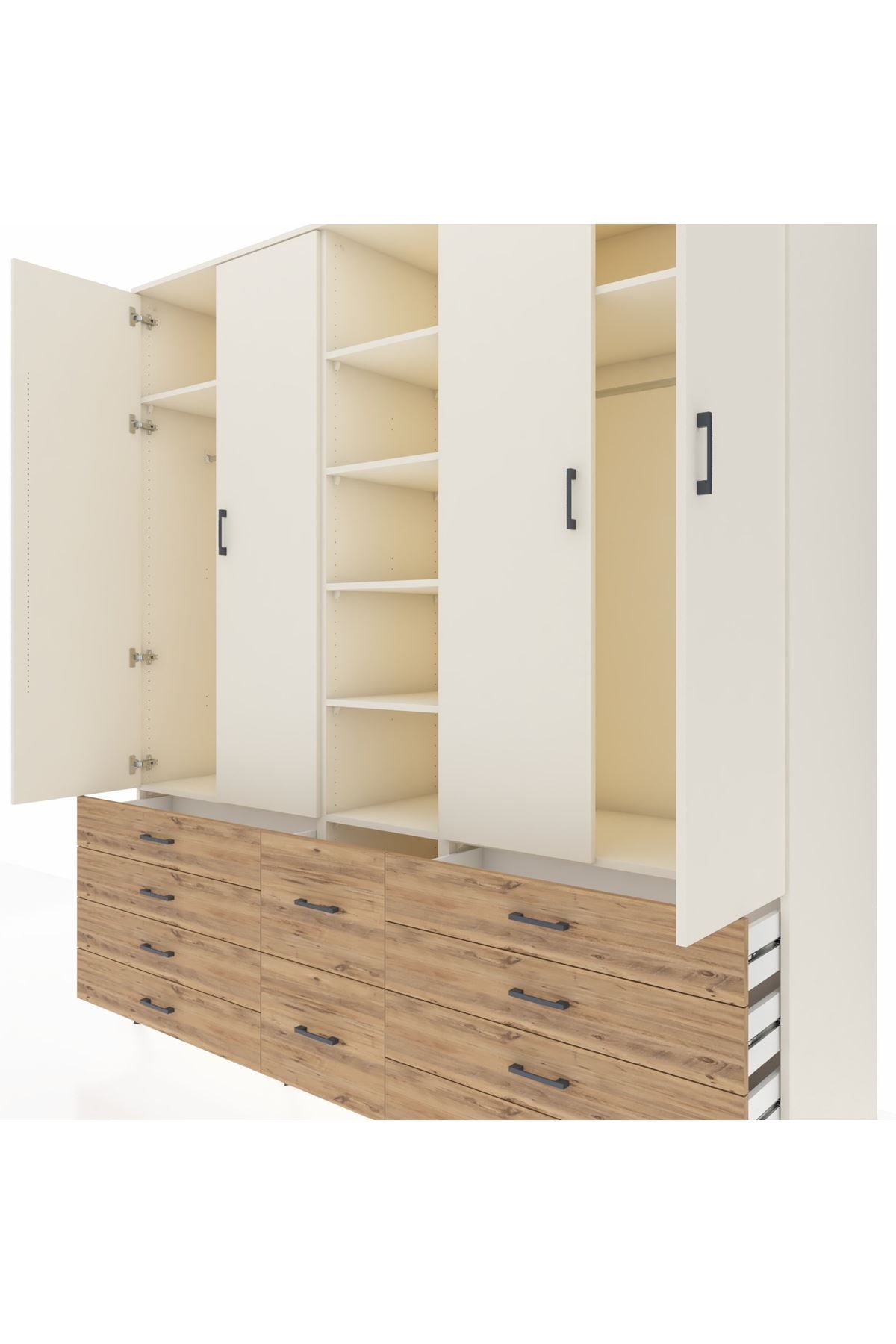 Kronos Dolap 9 Raflı 10 Çekmeceli 2 Askılı 220x59x243 - S784M003V06C