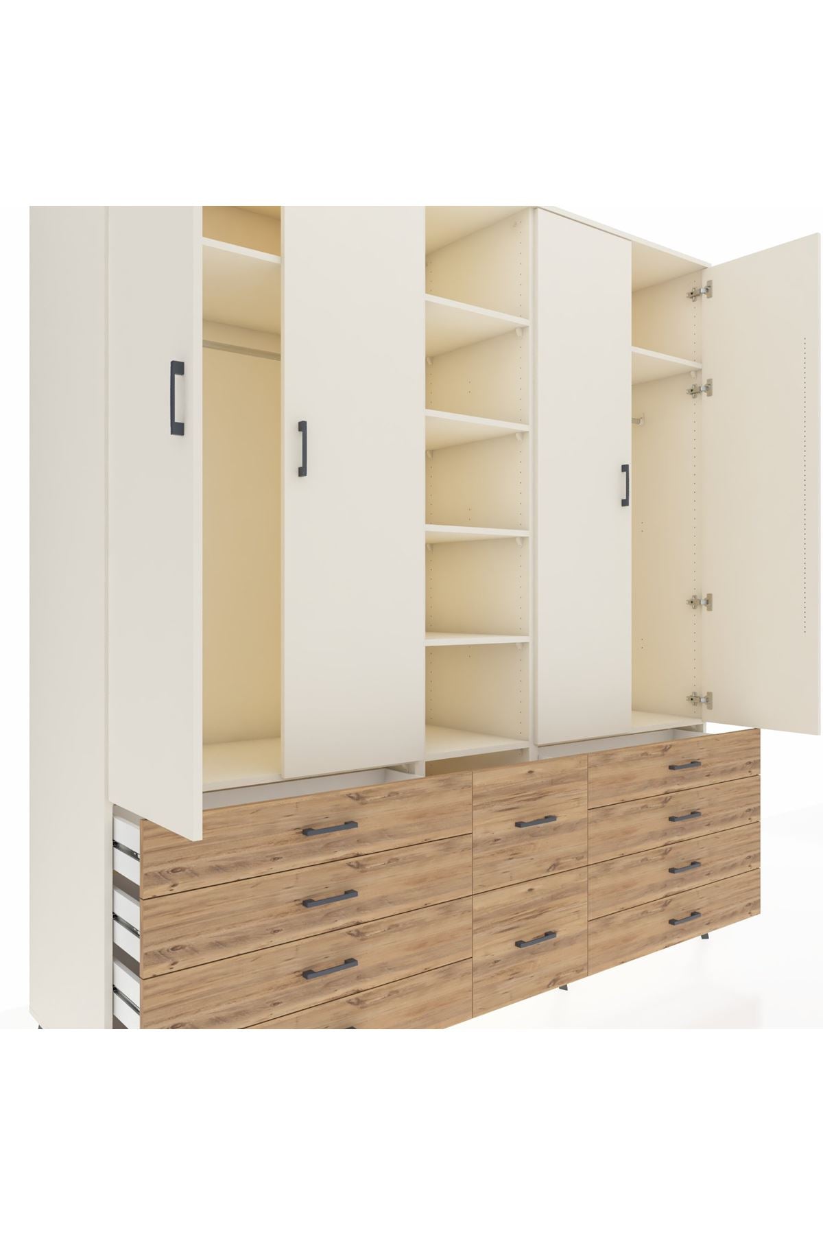 Kronos Dolap 9 Raflı 10 Çekmeceli 2 Askılı 220x59x243 - S784M003V06C