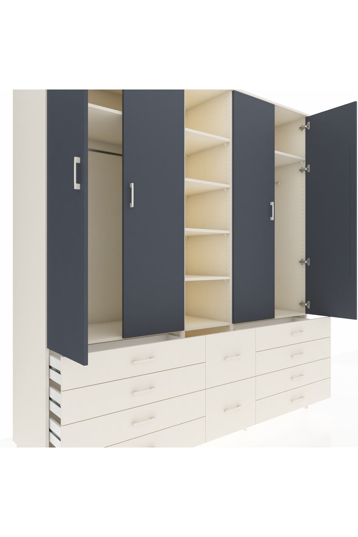 Kronos Dolap 9 Raflı 10 Çekmeceli 2 Askılı 220x59x243 - S784M003V07C