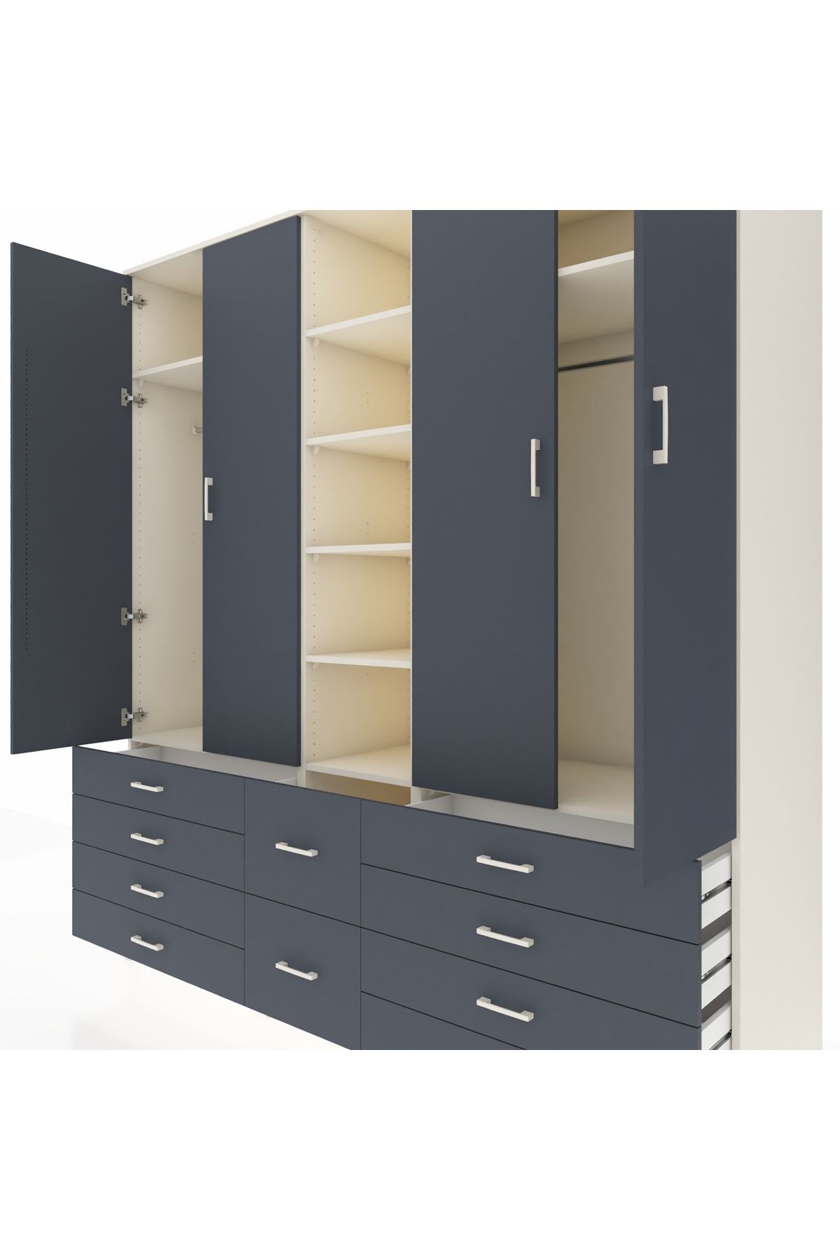 Kronos Dolap 9 Raflı 10 Çekmeceli 2 Askılı 220x59x243 - S784M003V08C