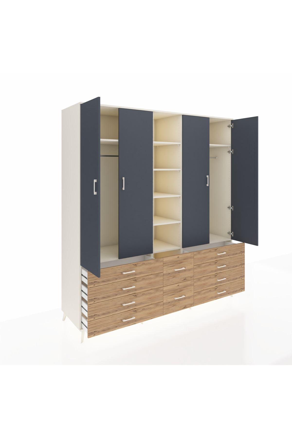 Kronos Dolap 9 Raflı 10 Çekmeceli 2 Askılı 220x59x243 - S784M003V09C