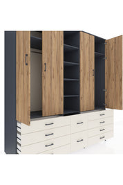 Kronos Dolap 9 Raflı 10 Çekmeceli 2 Askılı 220x59x243 - S784M003V10C