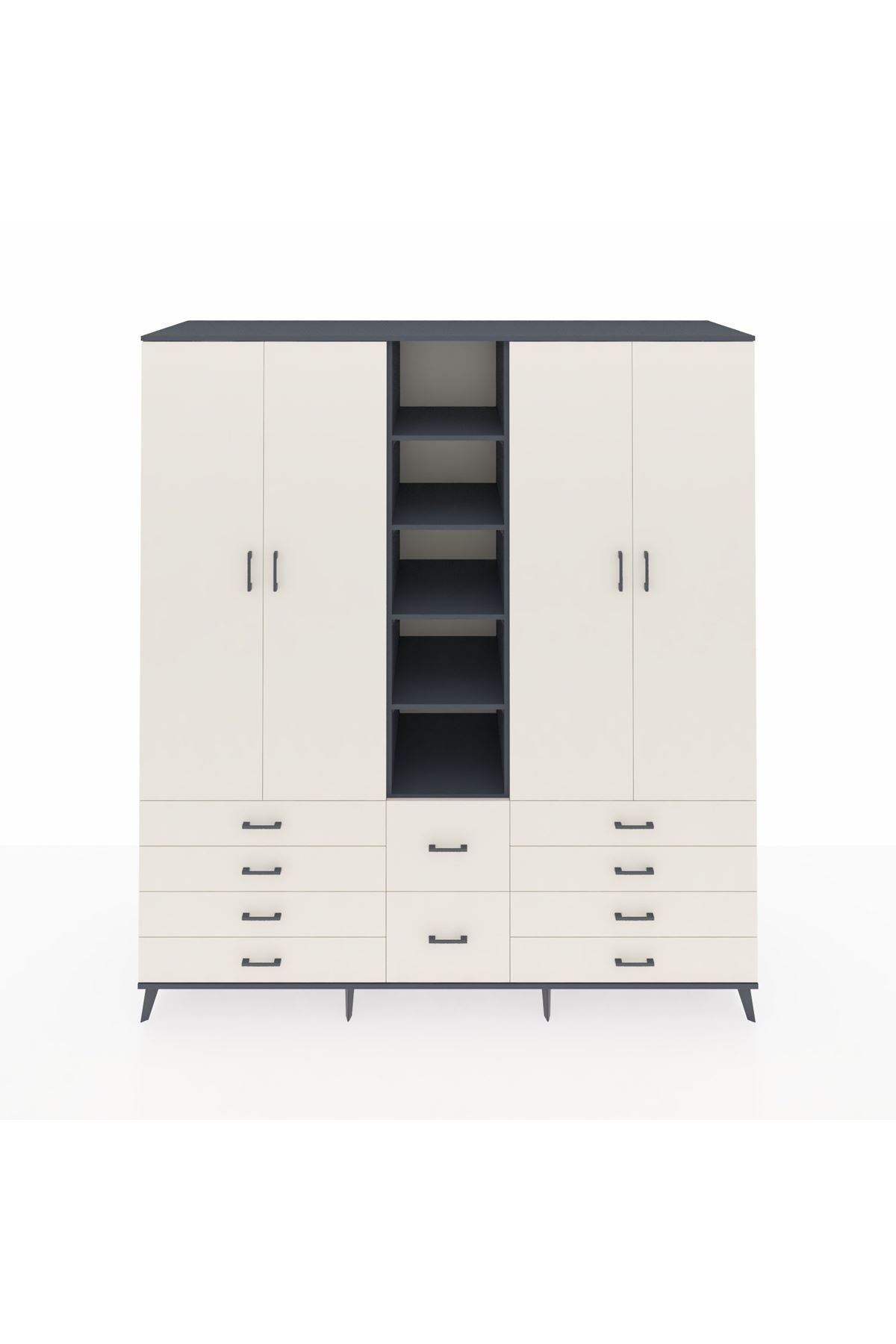 Kronos Dolap 9 Raflı 10 Çekmeceli 2 Askılı 220x59x243 - S784M003V13C