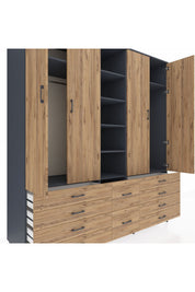 Kronos Dolap 9 Raflı 10 Çekmeceli 2 Askılı 220x59x243 - S784M003V12C