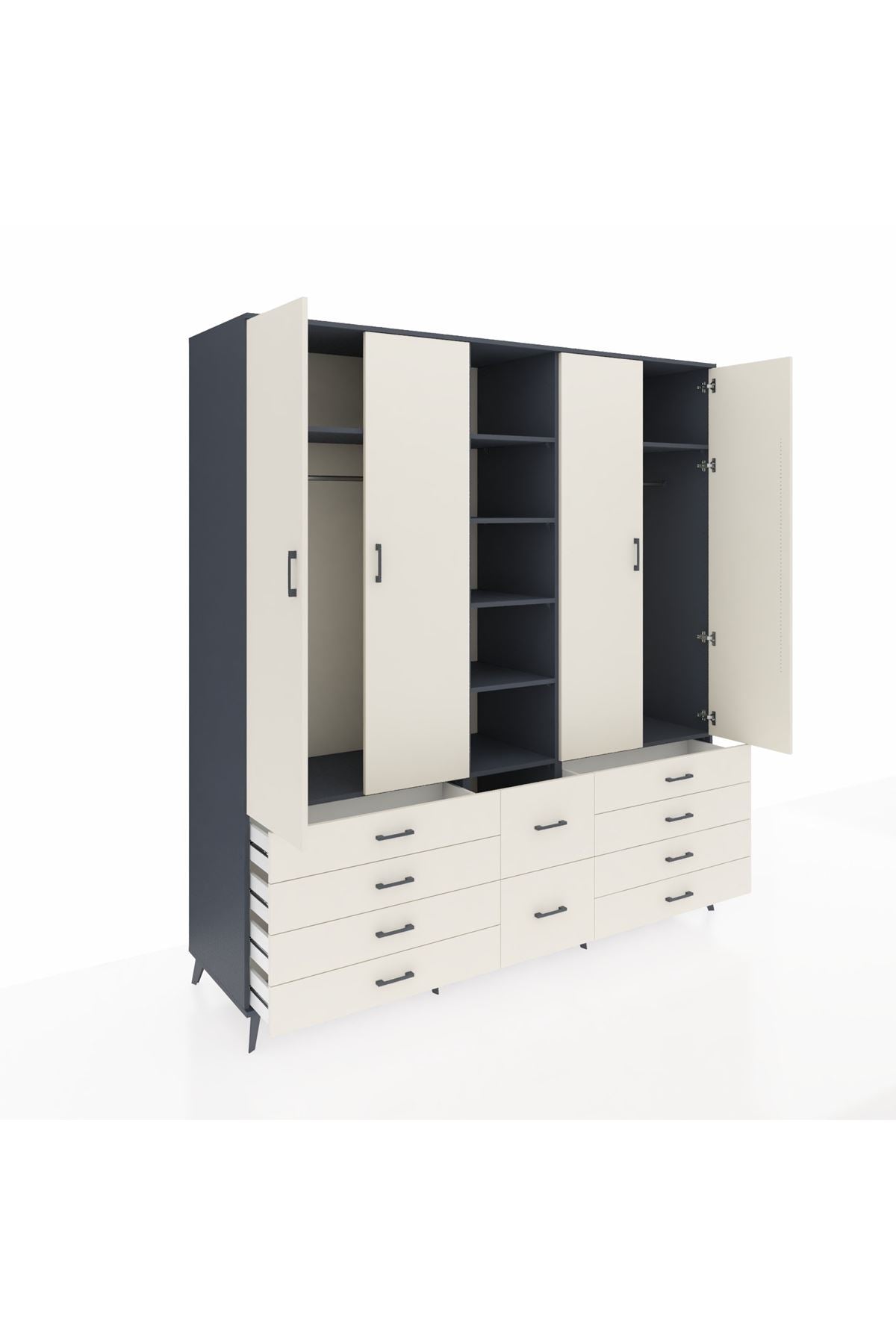 Kronos Dolap 9 Raflı 10 Çekmeceli 2 Askılı 220x59x243 - S784M003V13C