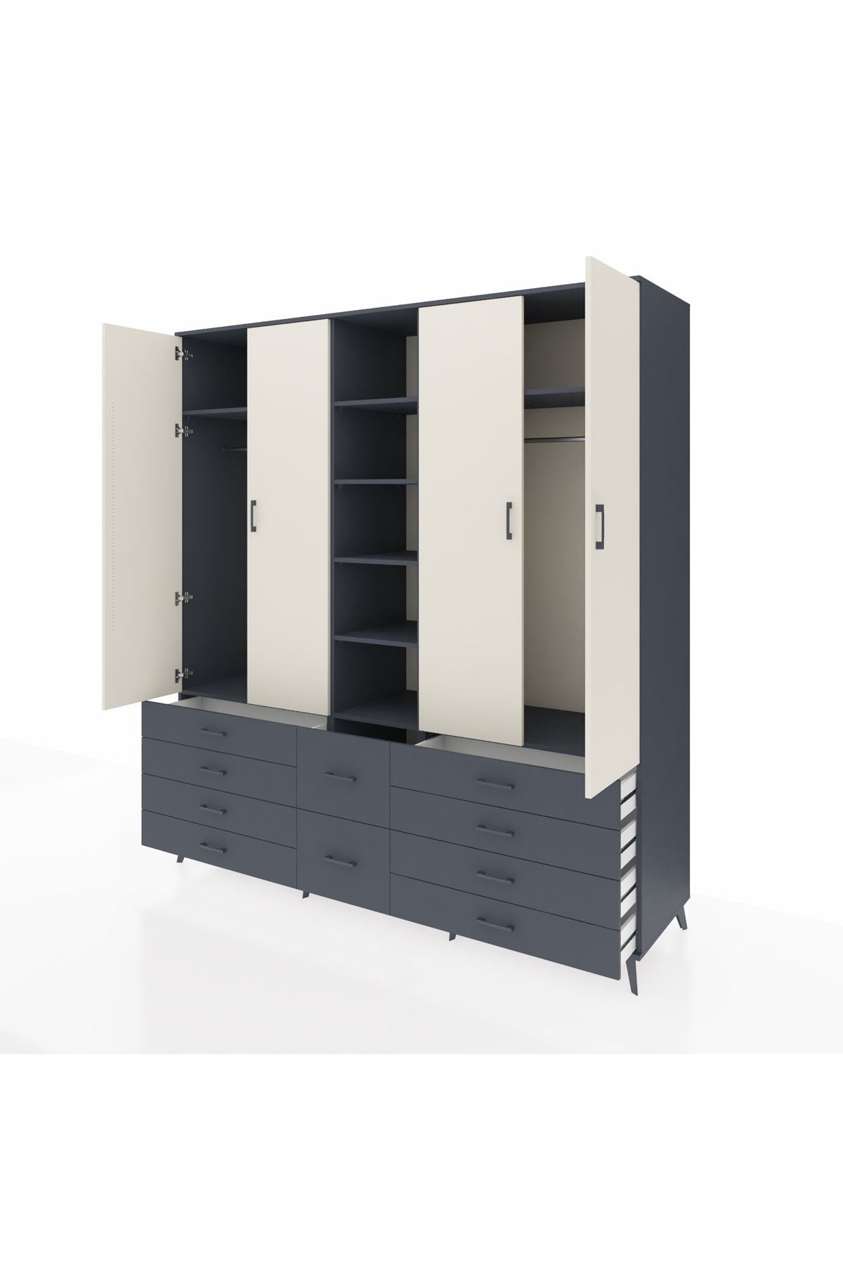 Kronos Dolap 9 Raflı 10 Çekmeceli 2 Askılı 220x59x243 - S784M003V14C