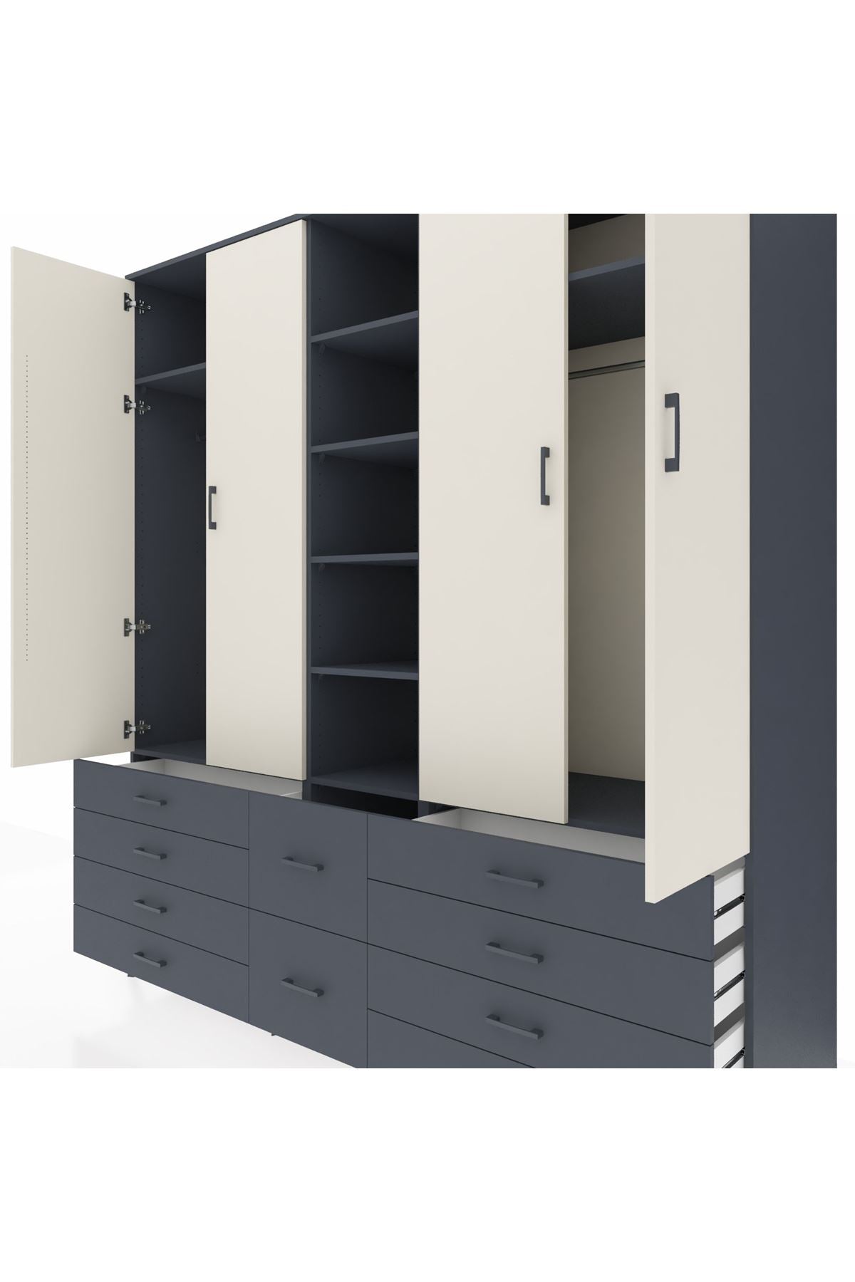Kronos Dolap 9 Raflı 10 Çekmeceli 2 Askılı 220x59x243 - S784M003V14C