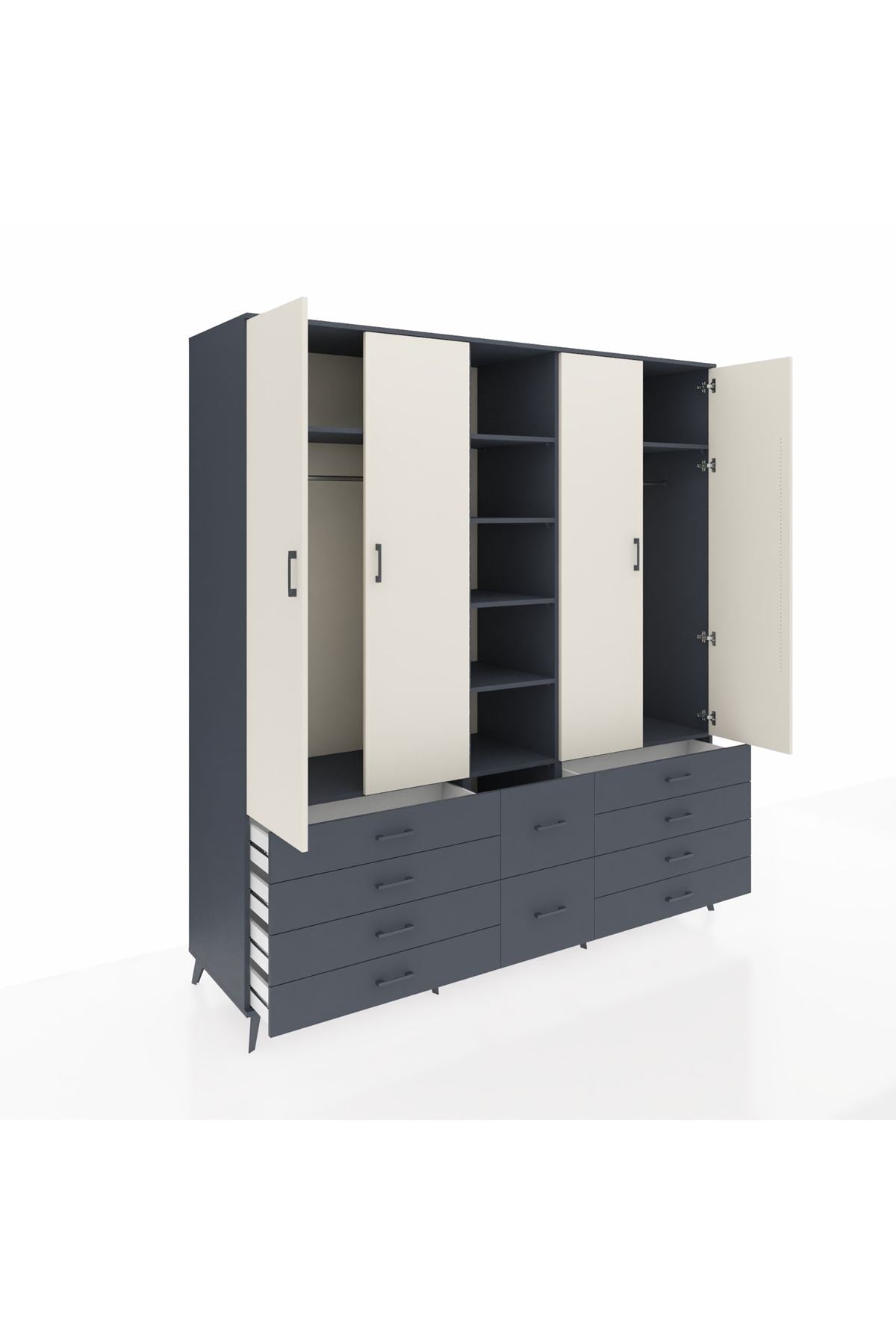 Kronos Dolap 9 Raflı 10 Çekmeceli 2 Askılı 220x59x243 - S784M003V14C