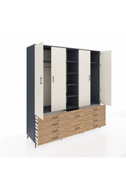 Kronos Dolap 9 Raflı 10 Çekmeceli 2 Askılı 220x59x243 - S784M003V15C
