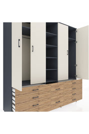Kronos Dolap 9 Raflı 10 Çekmeceli 2 Askılı 220x59x243 - S784M003V15C