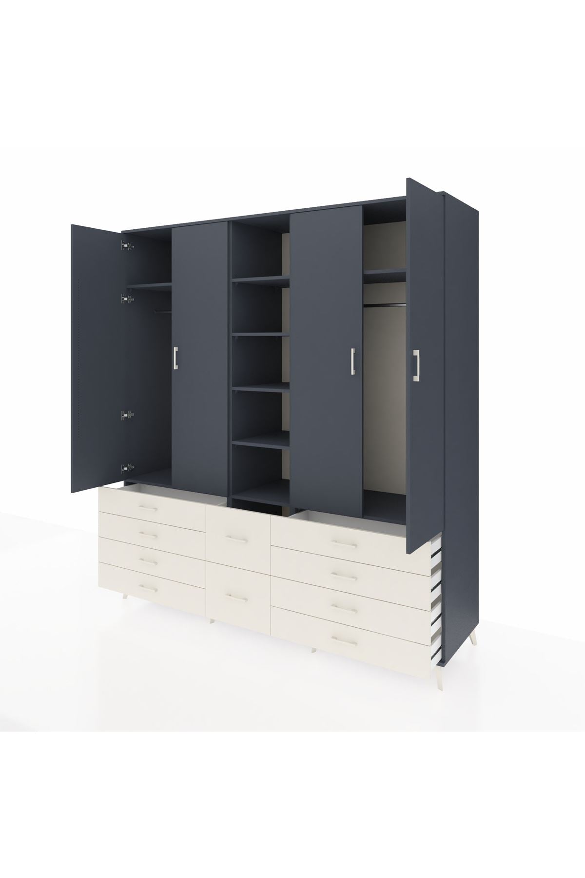 Kronos Dolap 9 Raflı 10 Çekmeceli 2 Askılı 220x59x243 - S784M003V16C