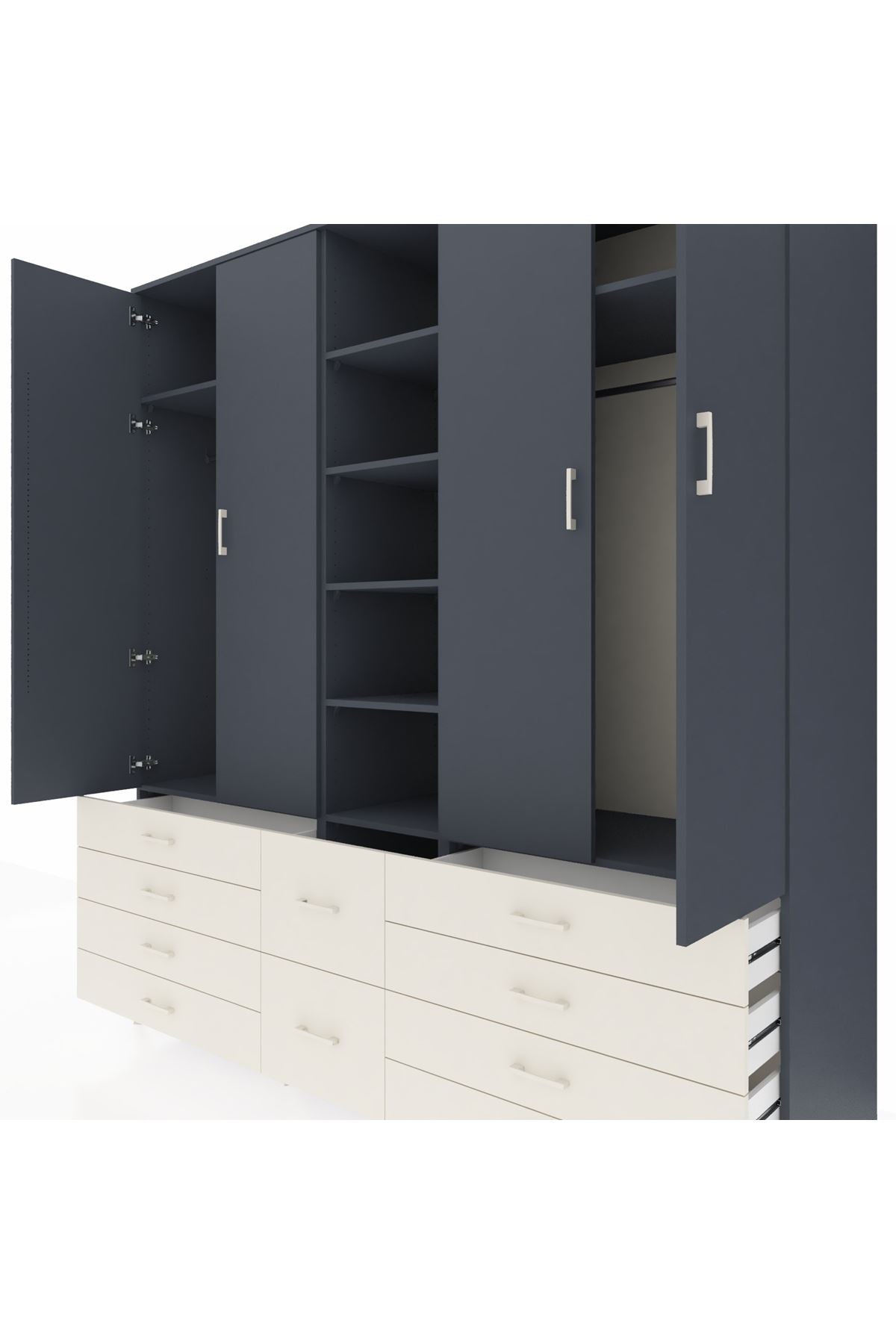 Kronos Dolap 9 Raflı 10 Çekmeceli 2 Askılı 220x59x243 - S784M003V16C