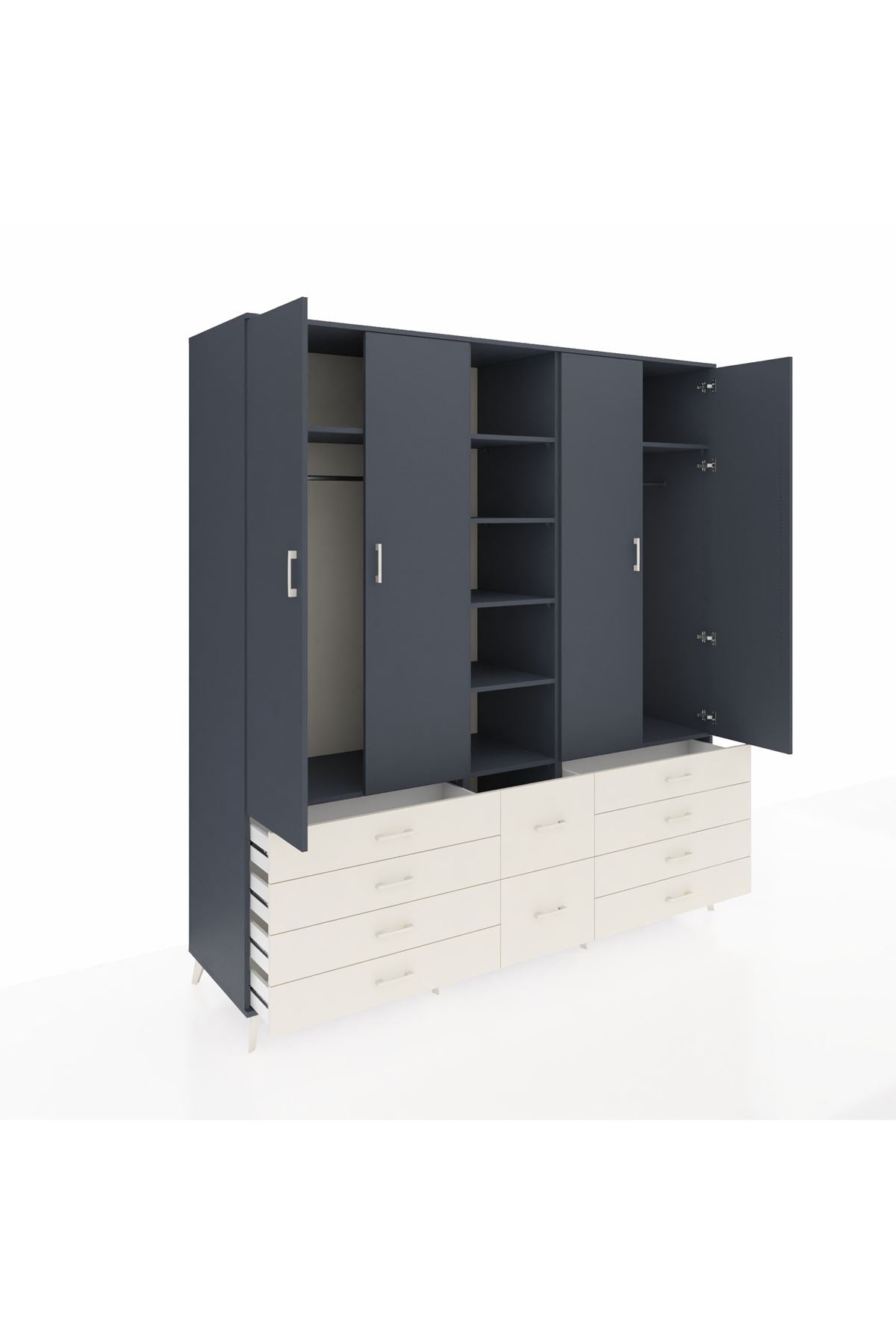 Kronos Dolap 9 Raflı 10 Çekmeceli 2 Askılı 220x59x243 - S784M003V16C