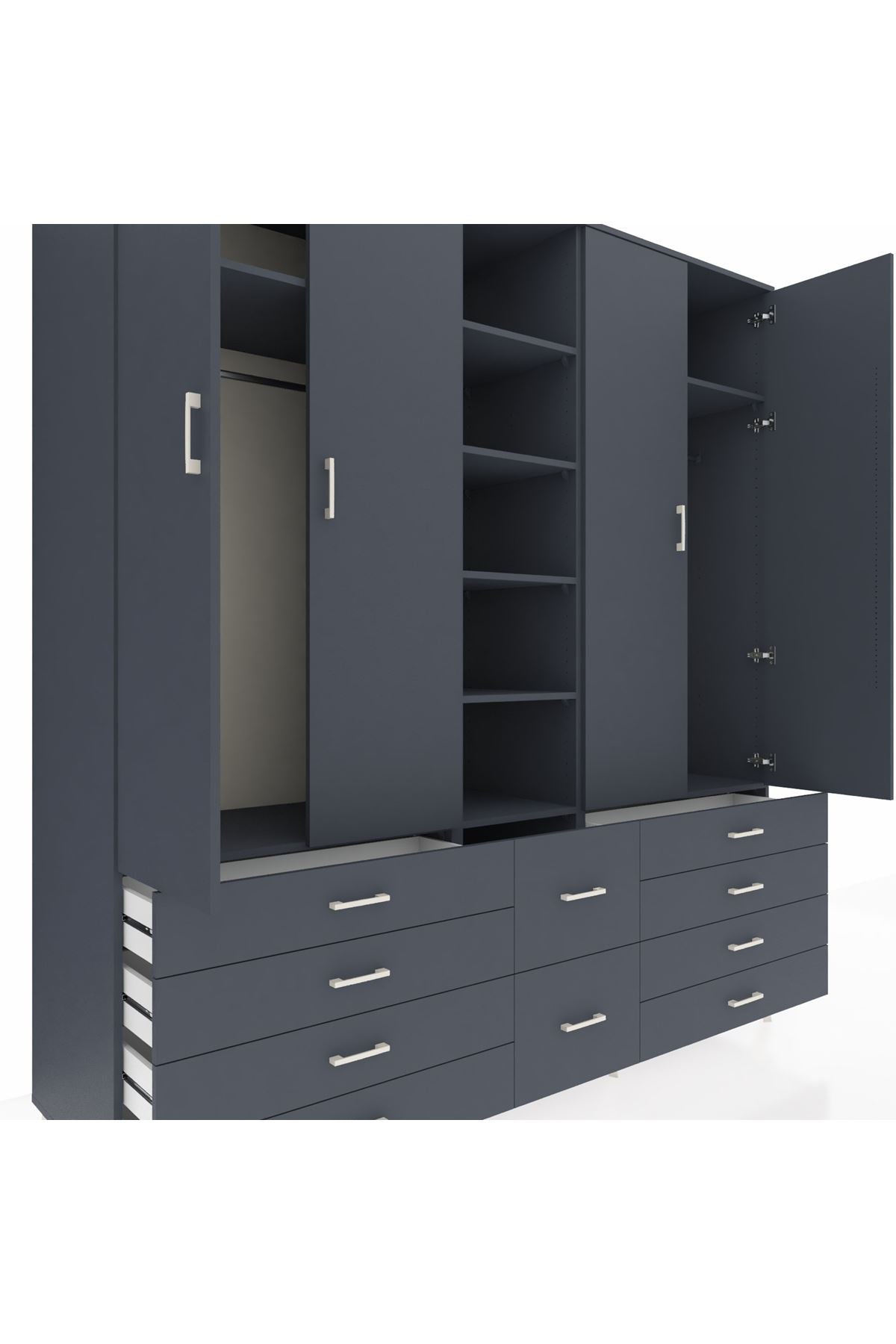 Kronos Dolap 9 Raflı 10 Çekmeceli 2 Askılı 220x59x243 - S784M003V17C