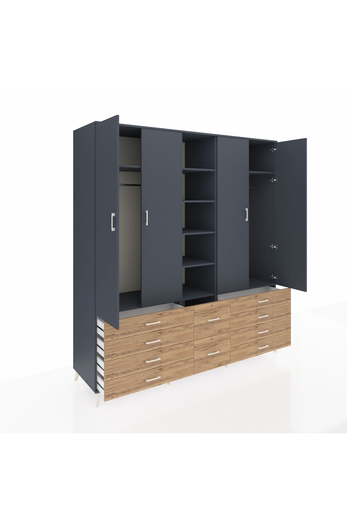 Kronos Dolap 9 Raflı 10 Çekmeceli 2 Askılı 220x59x243 - S784M003V18C