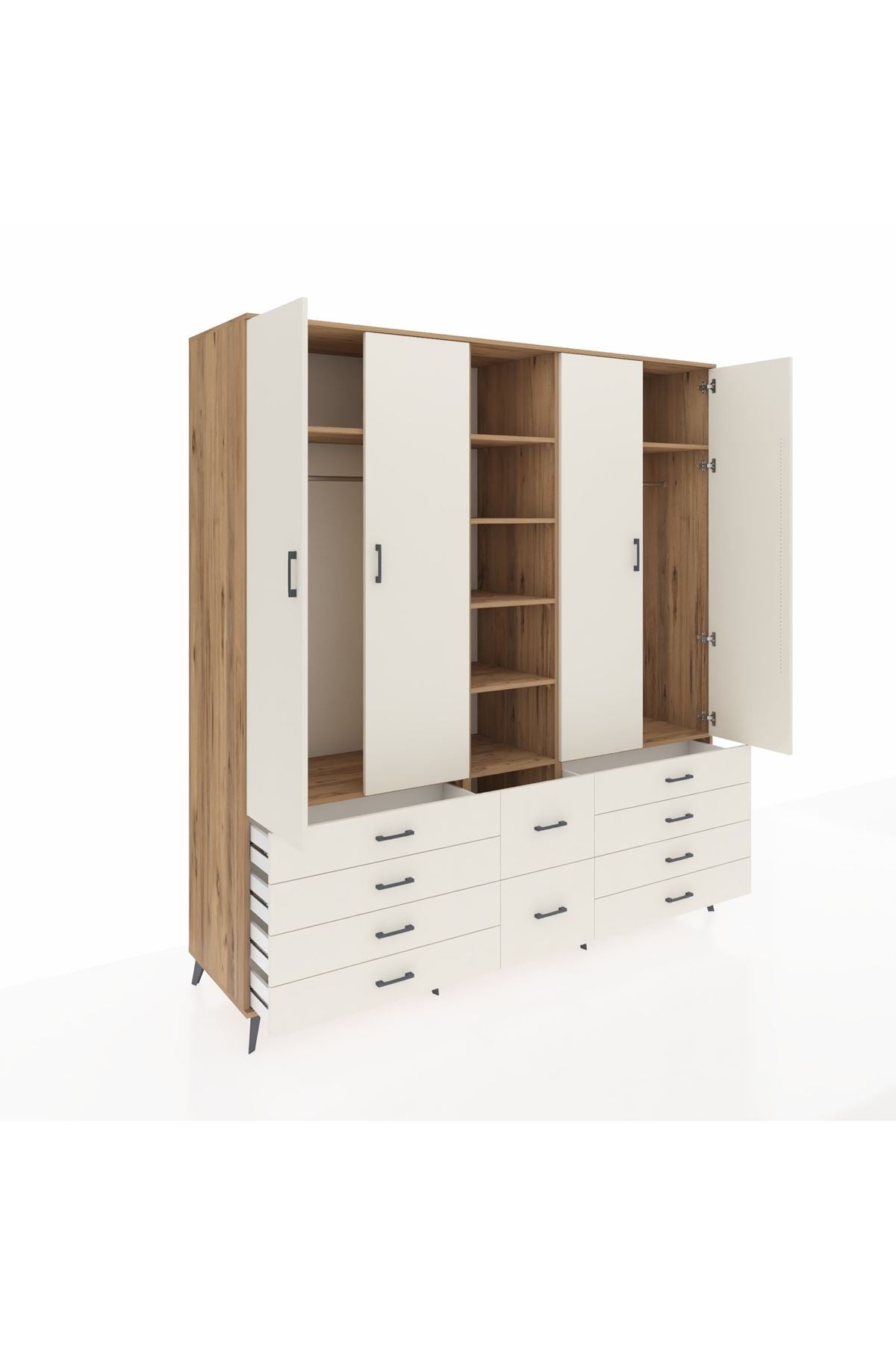 Kronos Dolap 9 Raflı 10 Çekmeceli 2 Askılı 220x59x243 - S784M003V22C