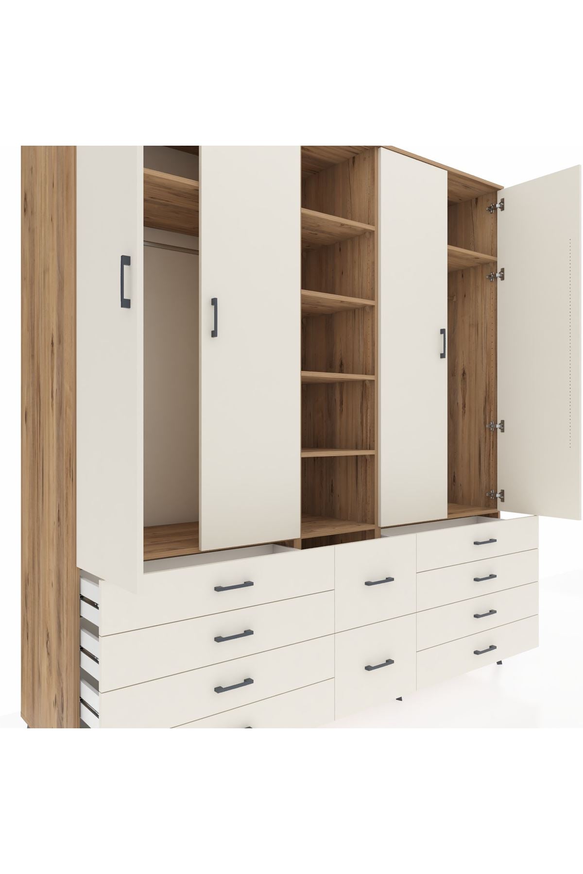 Kronos Dolap 9 Raflı 10 Çekmeceli 2 Askılı 220x59x243 - S784M003V22C