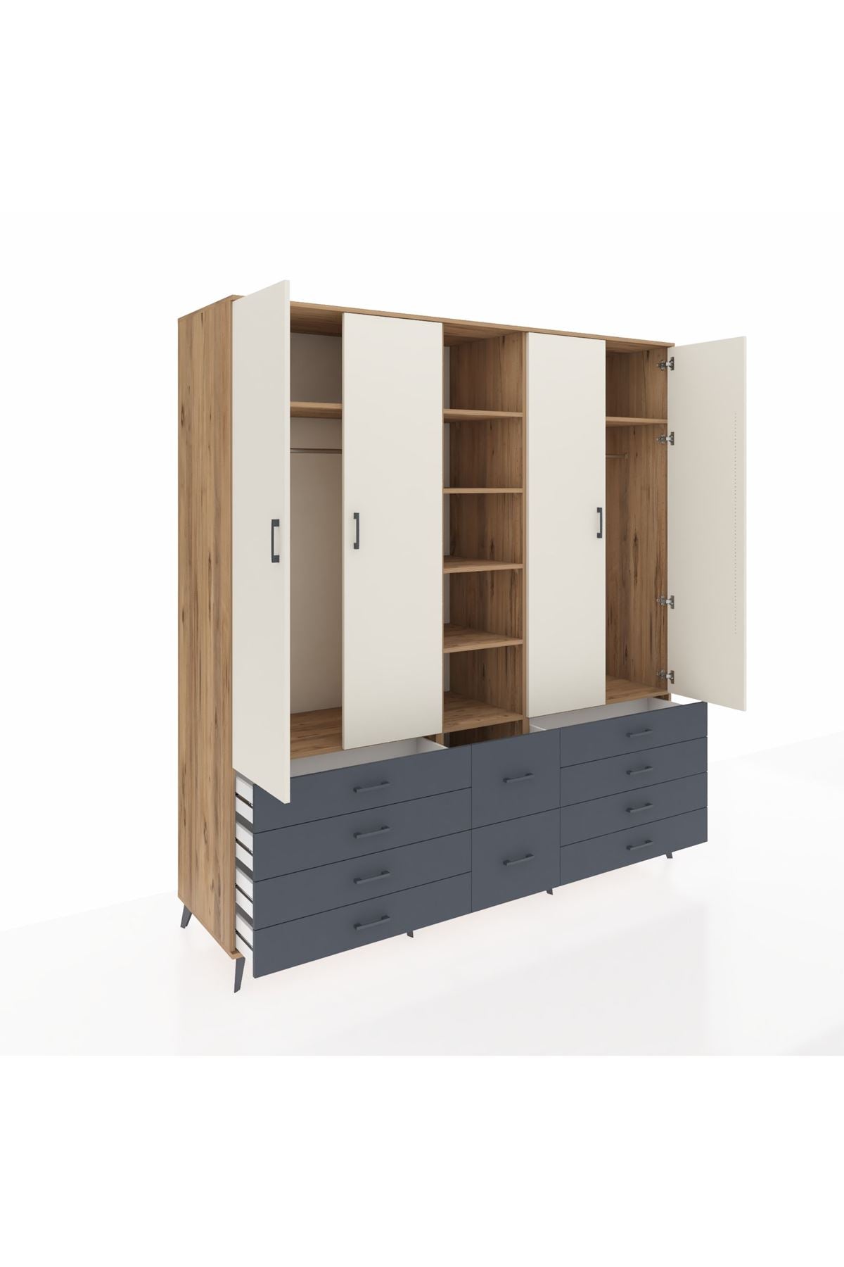 Kronos Dolap 9 Raflı 10 Çekmeceli 2 Askılı 220x59x243 - S784M003V23C