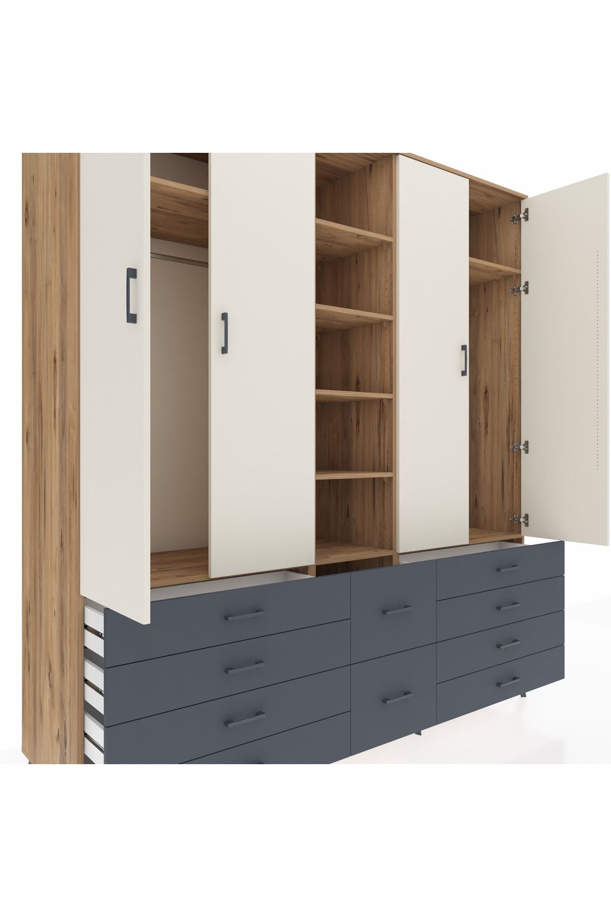 Kronos Dolap 9 Raflı 10 Çekmeceli 2 Askılı 220x59x243 - S784M003V23C