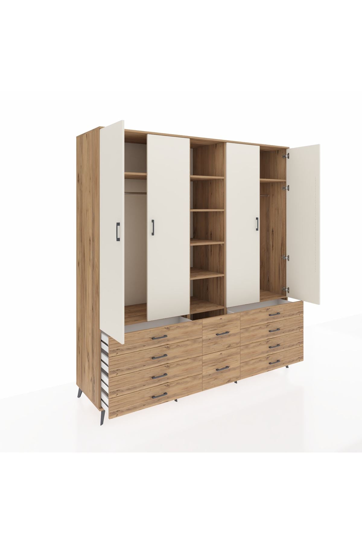 Kronos Dolap 9 Raflı 10 Çekmeceli 2 Askılı 220x59x243 - S784M003V24C