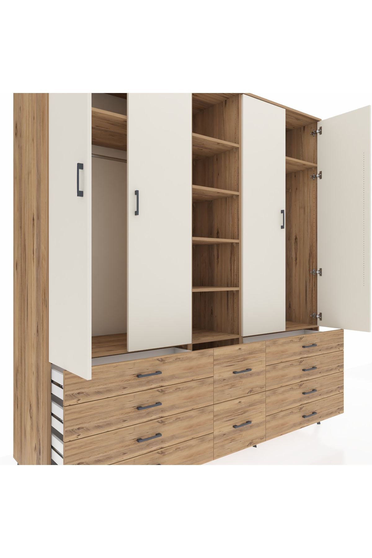 Kronos Dolap 9 Raflı 10 Çekmeceli 2 Askılı 220x59x243 - S784M003V24C