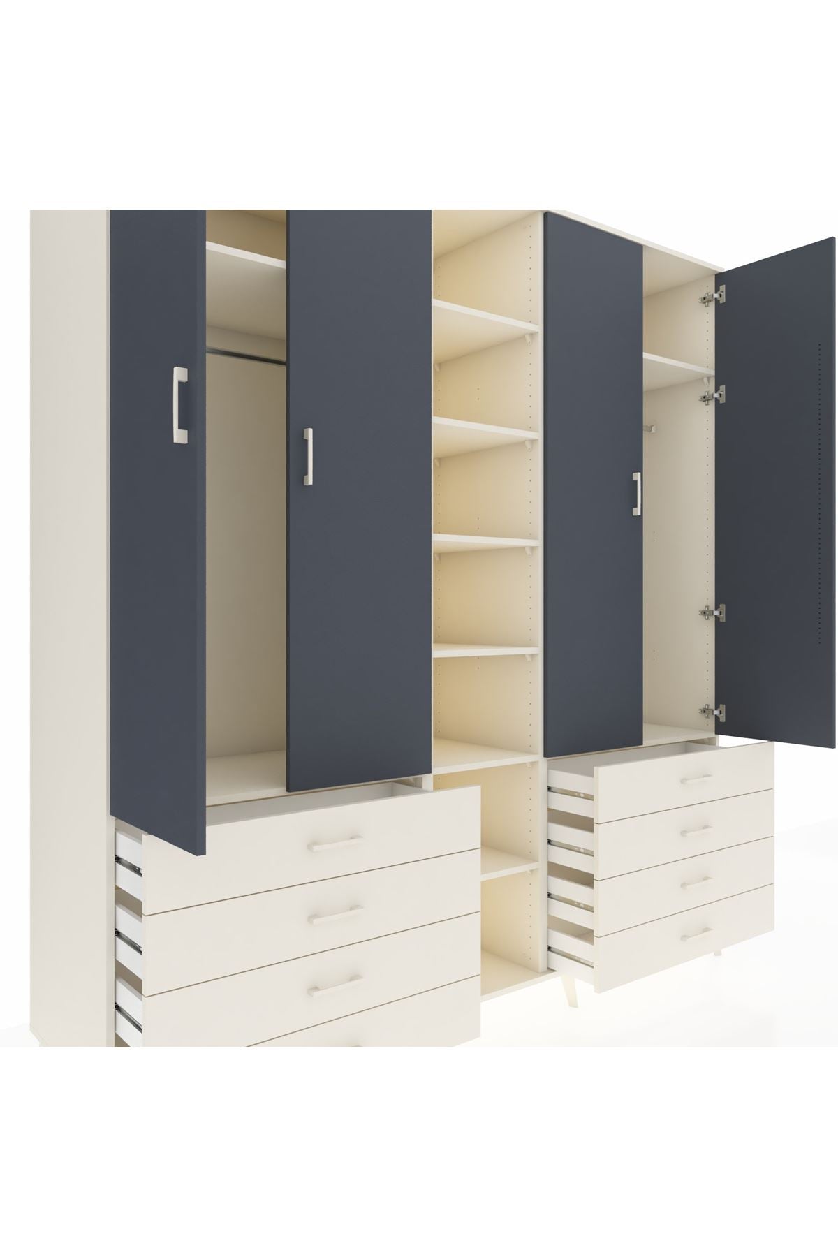Kronos Dolap 10 Raflı 8 Çekmeceli 2 Askılı 220x59x243 - S784M004V07C