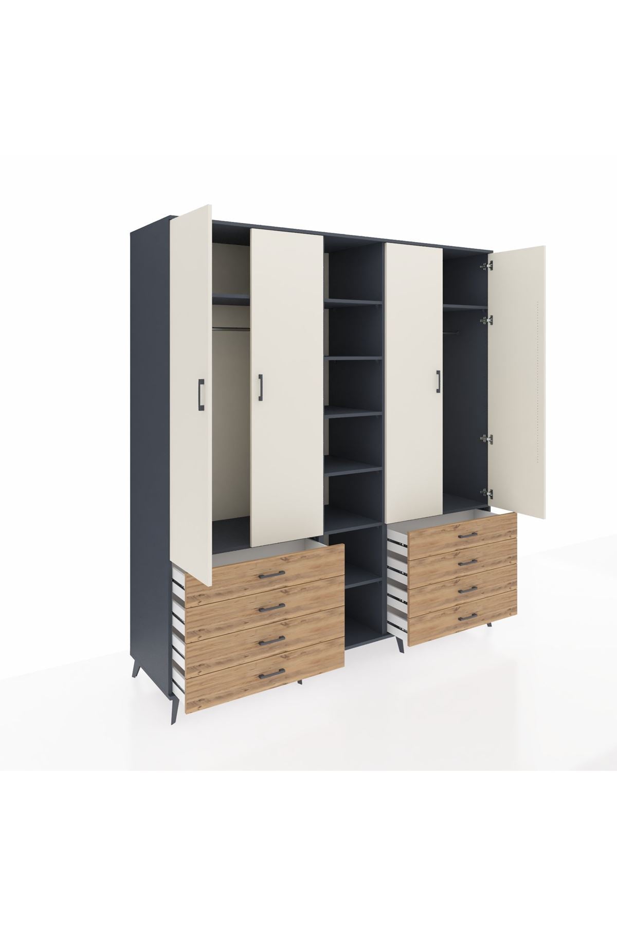 Kronos Dolap 10 Raflı 8 Çekmeceli 2 Askılı 220x59x243 - S784M004V15C