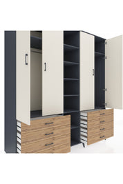 Kronos Dolap 10 Raflı 8 Çekmeceli 2 Askılı 220x59x243 - S784M004V15C