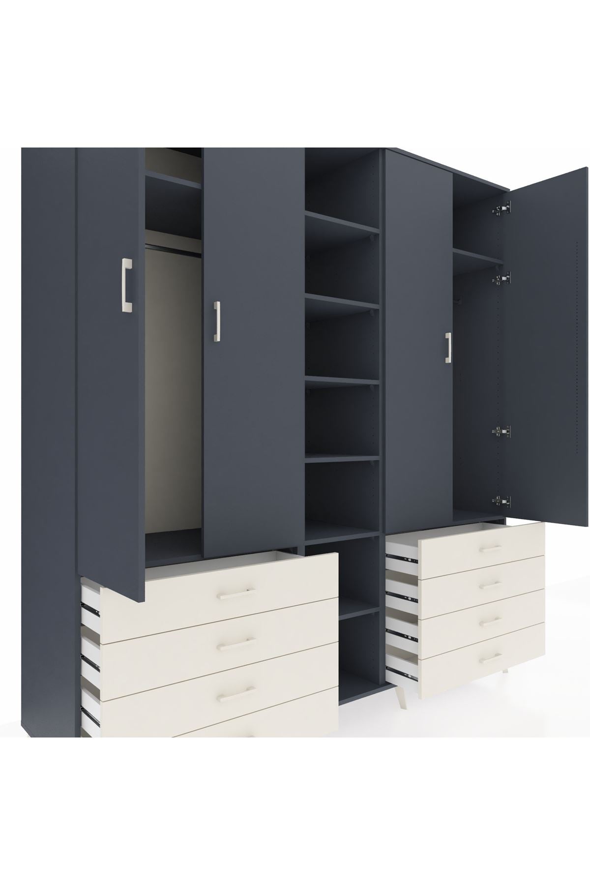 Kronos Dolap 10 Raflı 8 Çekmeceli 2 Askılı 220x59x243 - S784M004V16C