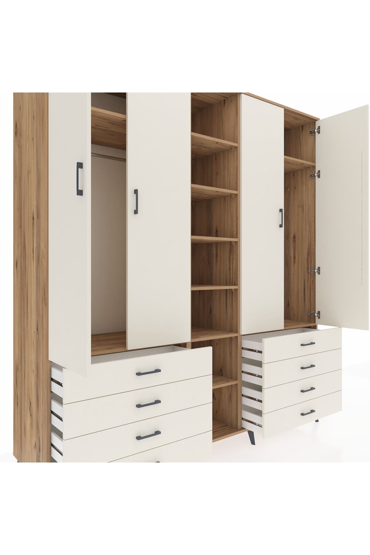 Kronos Dolap 10 Raflı 8 Çekmeceli 2 Askılı 220x59x243 - S784M004V22C