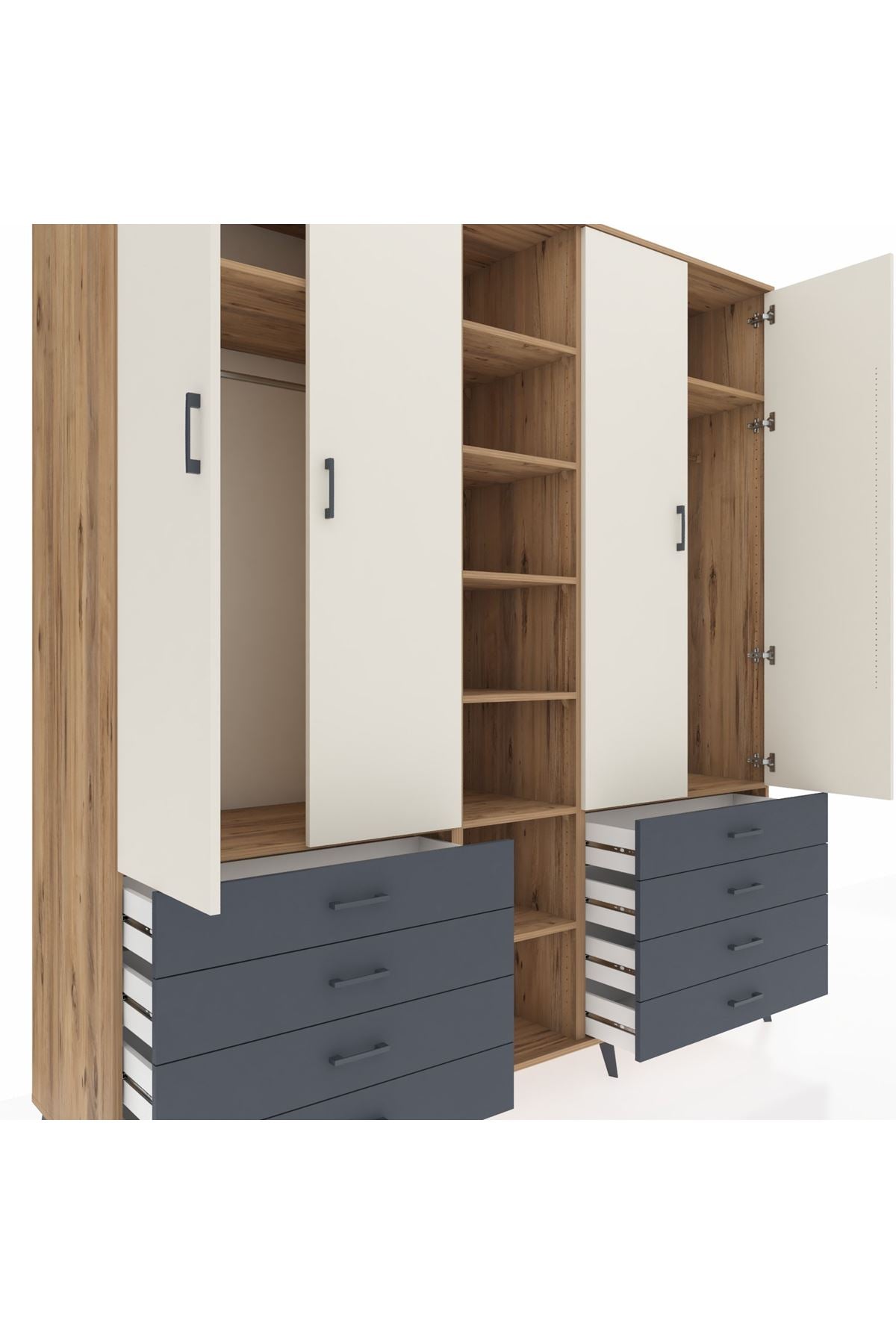 Kronos Dolap 10 Raflı 8 Çekmeceli 2 Askılı 220x59x243 - S784M004V23C