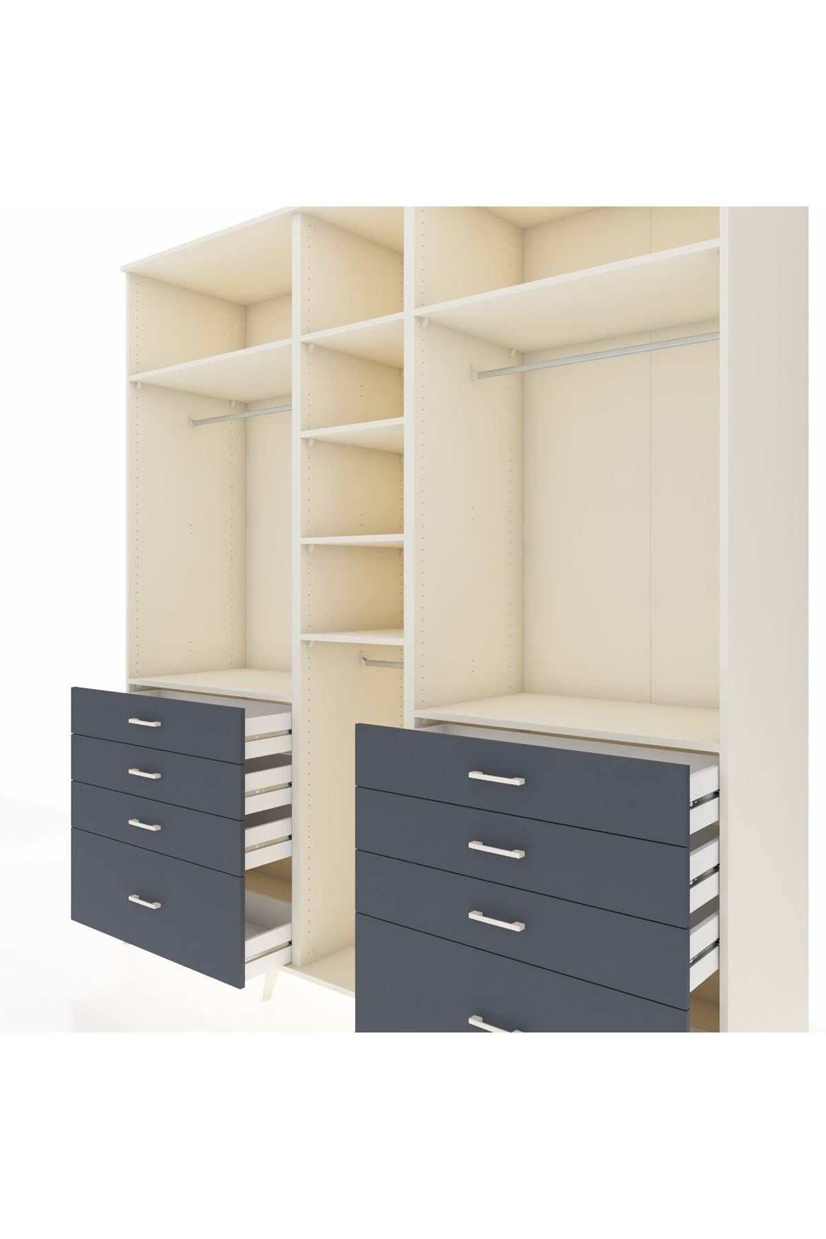 Kronos Dolap 8 Raflı 8 Çekmeceli 3 Askılı 220x59x243 - S784M008V05C