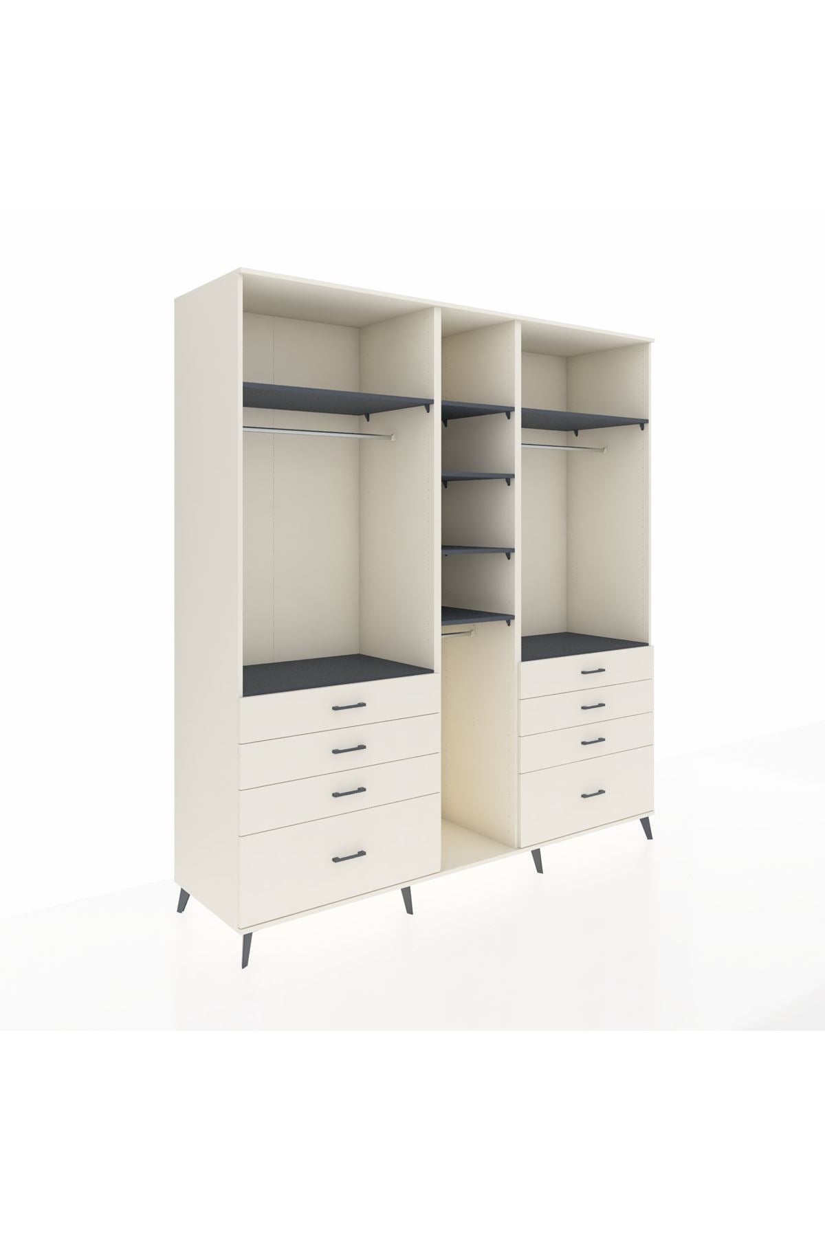 Kronos Dolap 8 Raflı 8 Çekmeceli 3 Askılı 220x59x243 - S784M008V07C