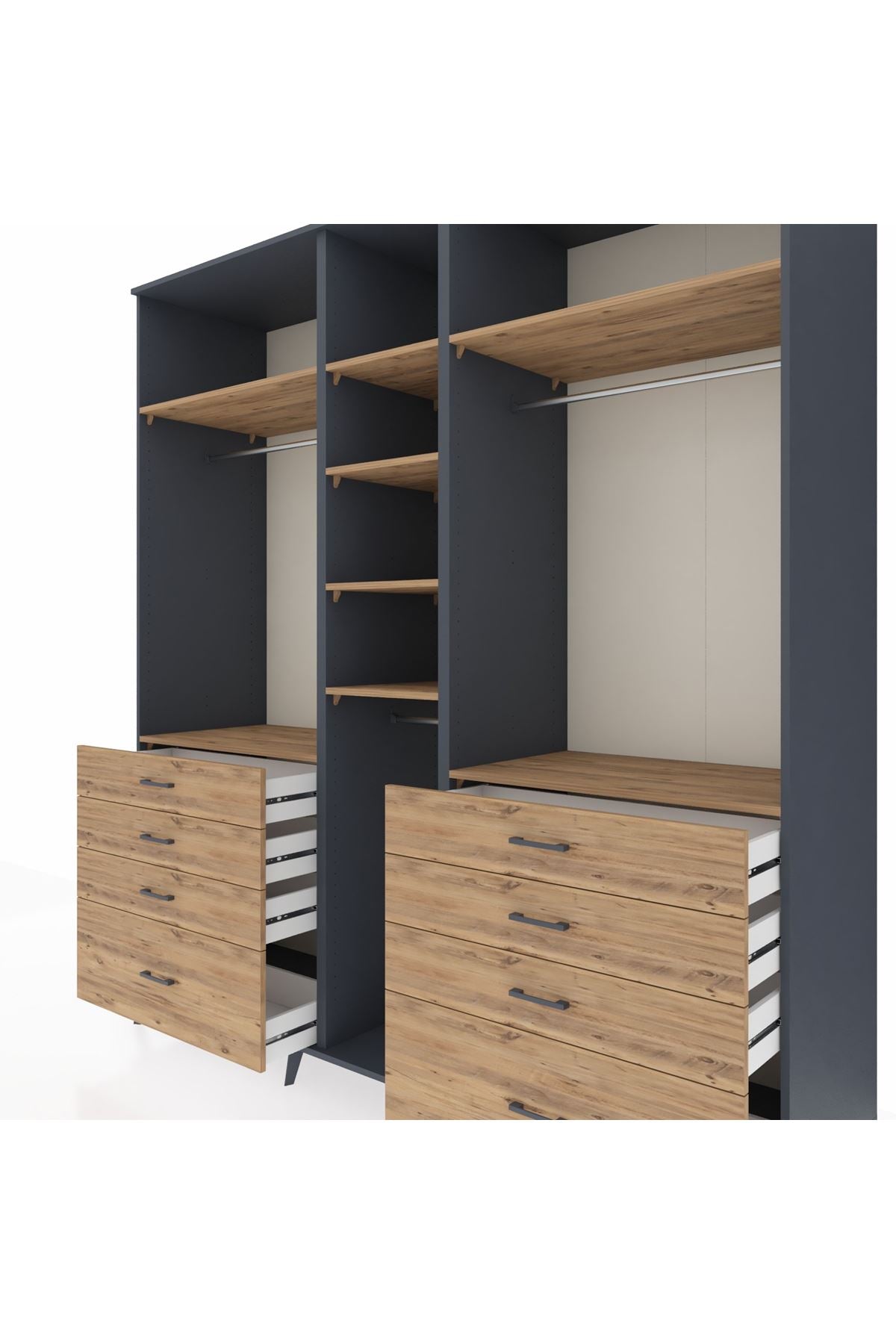 Kronos Dolap 8 Raflı 8 Çekmeceli 3 Askılı 220x59x243 - S784M008V12C