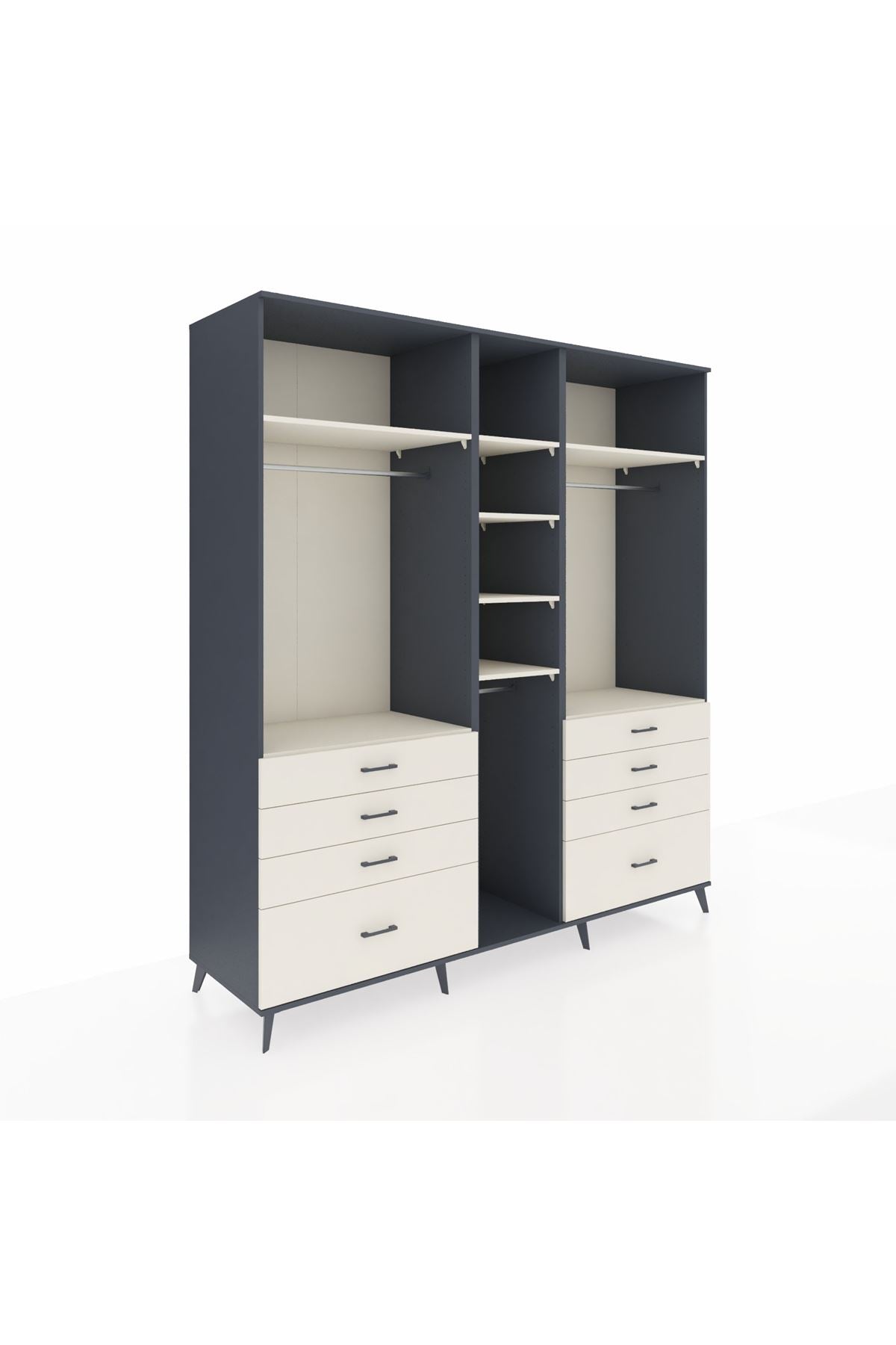 Kronos Dolap 8 Raflı 8 Çekmeceli 3 Askılı 220x59x243 - S784M008V13C