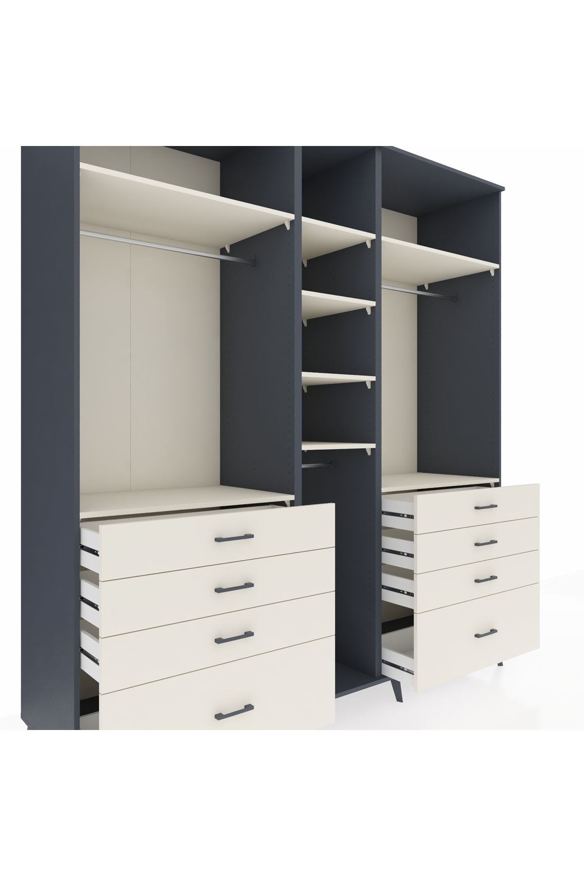 Kronos Dolap 8 Raflı 8 Çekmeceli 3 Askılı 220x59x243 - S784M008V13C