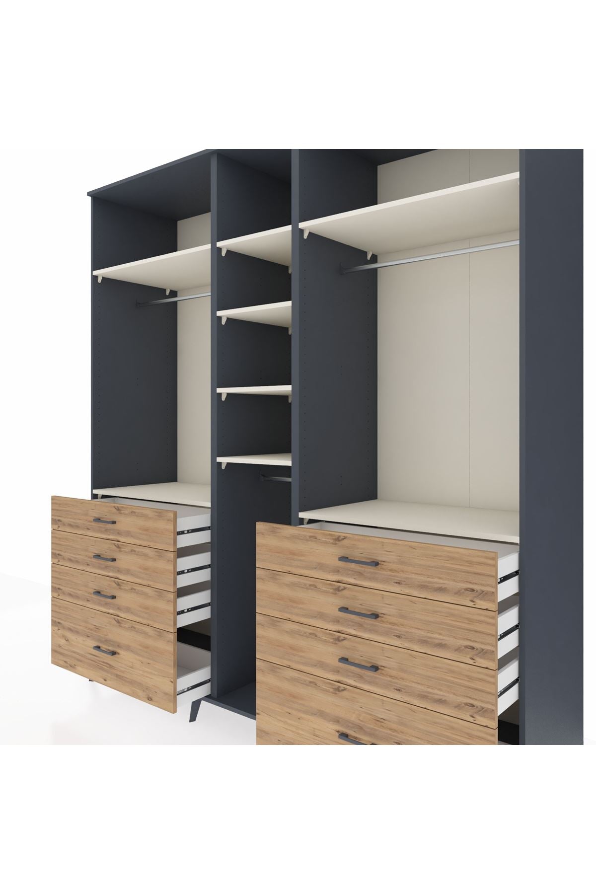 Kronos Dolap 8 Raflı 8 Çekmeceli 3 Askılı 220x59x243 - S784M008V15C