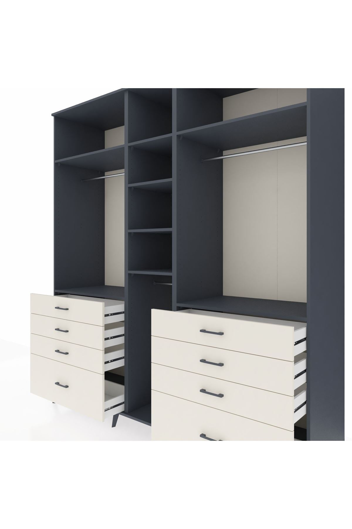 Kronos Dolap 8 Raflı 8 Çekmeceli 3 Askılı 220x59x243 - S784M008V16C