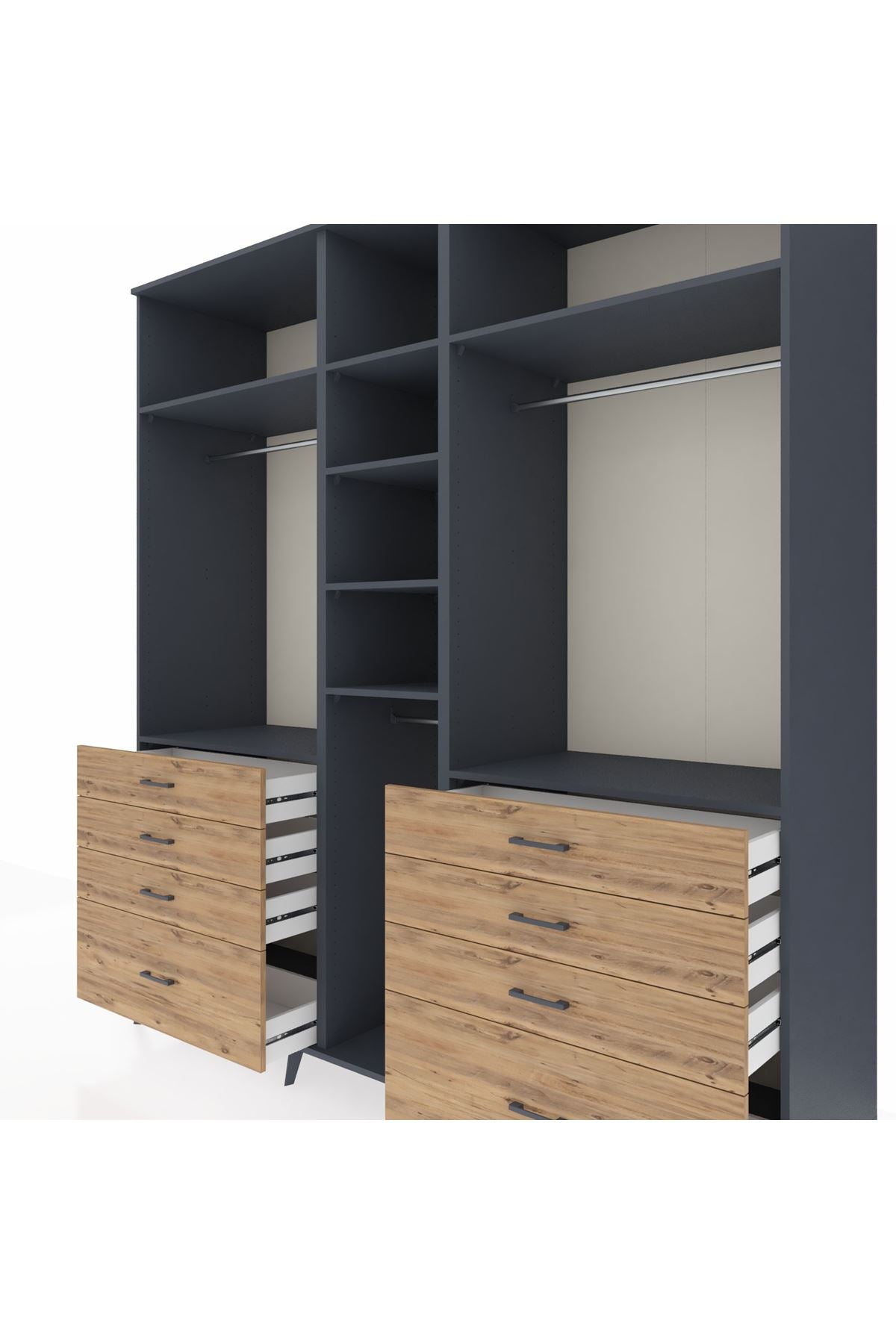 Kronos Dolap 8 Raflı 8 Çekmeceli 3 Askılı 220x59x243 - S784M008V18C