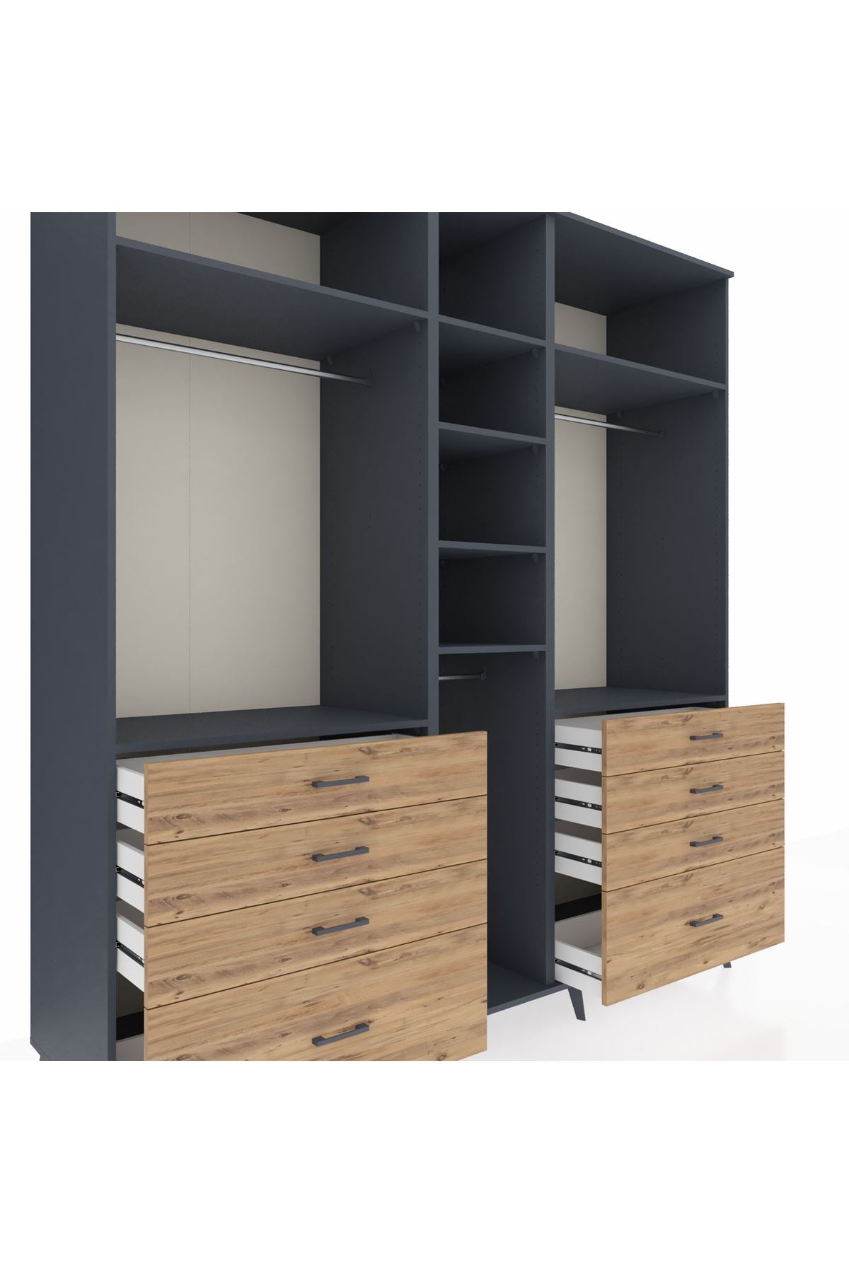 Kronos Dolap 8 Raflı 8 Çekmeceli 3 Askılı 220x59x243 - S784M008V18C
