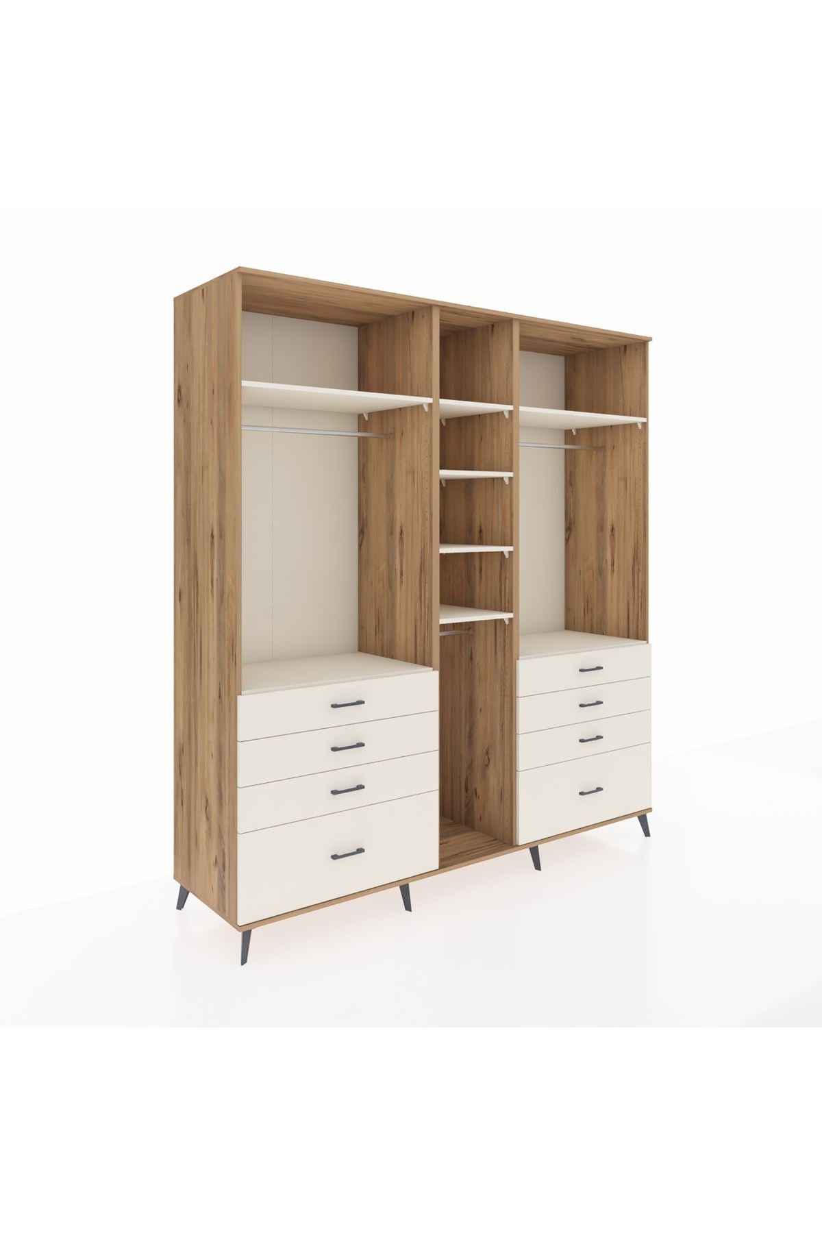 Kronos Dolap 8 Raflı 8 Çekmeceli 3 Askılı 220x59x243 - S784M008V22C