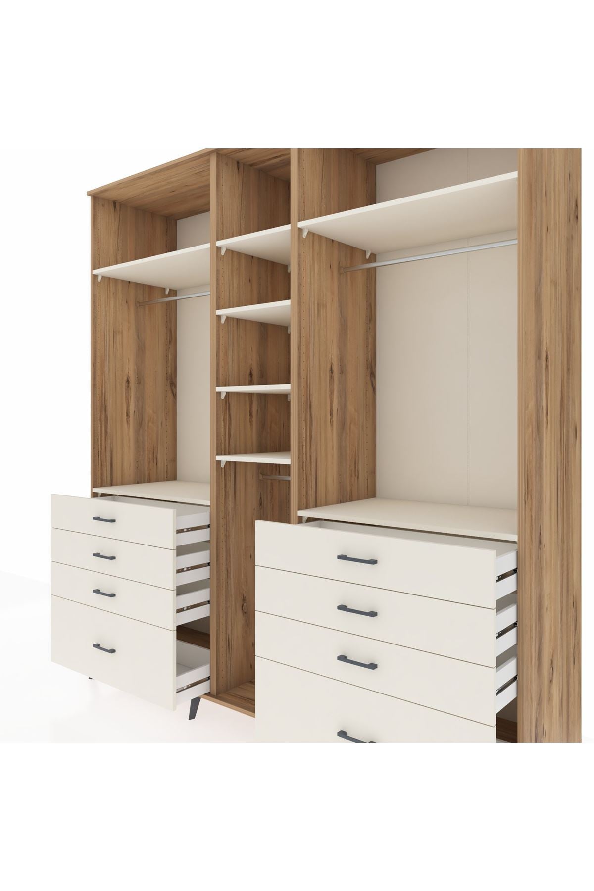 Kronos Dolap 8 Raflı 8 Çekmeceli 3 Askılı 220x59x243 - S784M008V22C