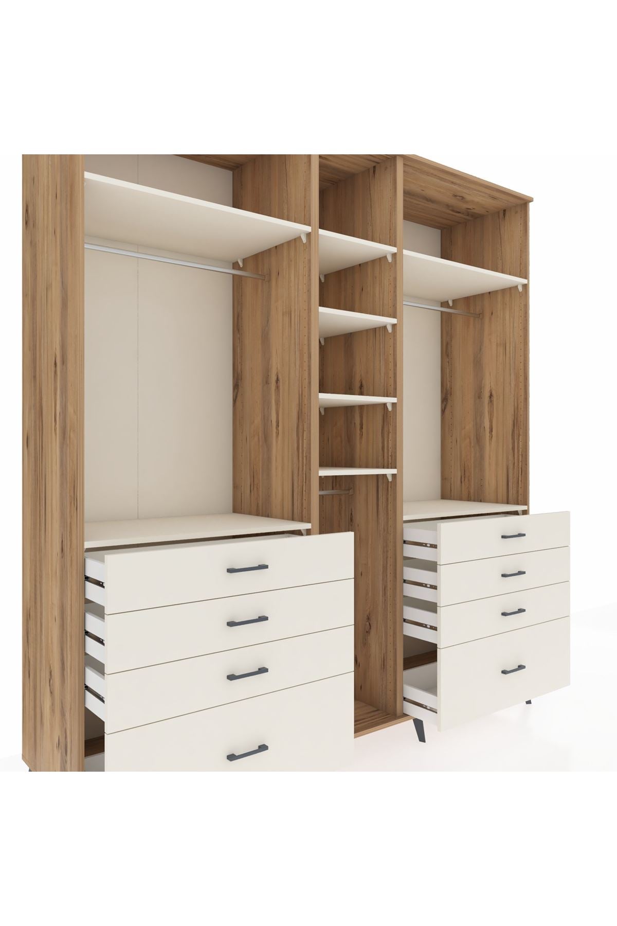 Kronos Dolap 8 Raflı 8 Çekmeceli 3 Askılı 220x59x243 - S784M008V22C