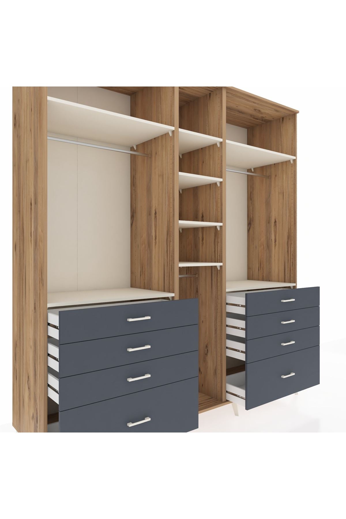 Kronos Dolap 8 Raflı 8 Çekmeceli 3 Askılı 220x59x243 - S784M008V23C
