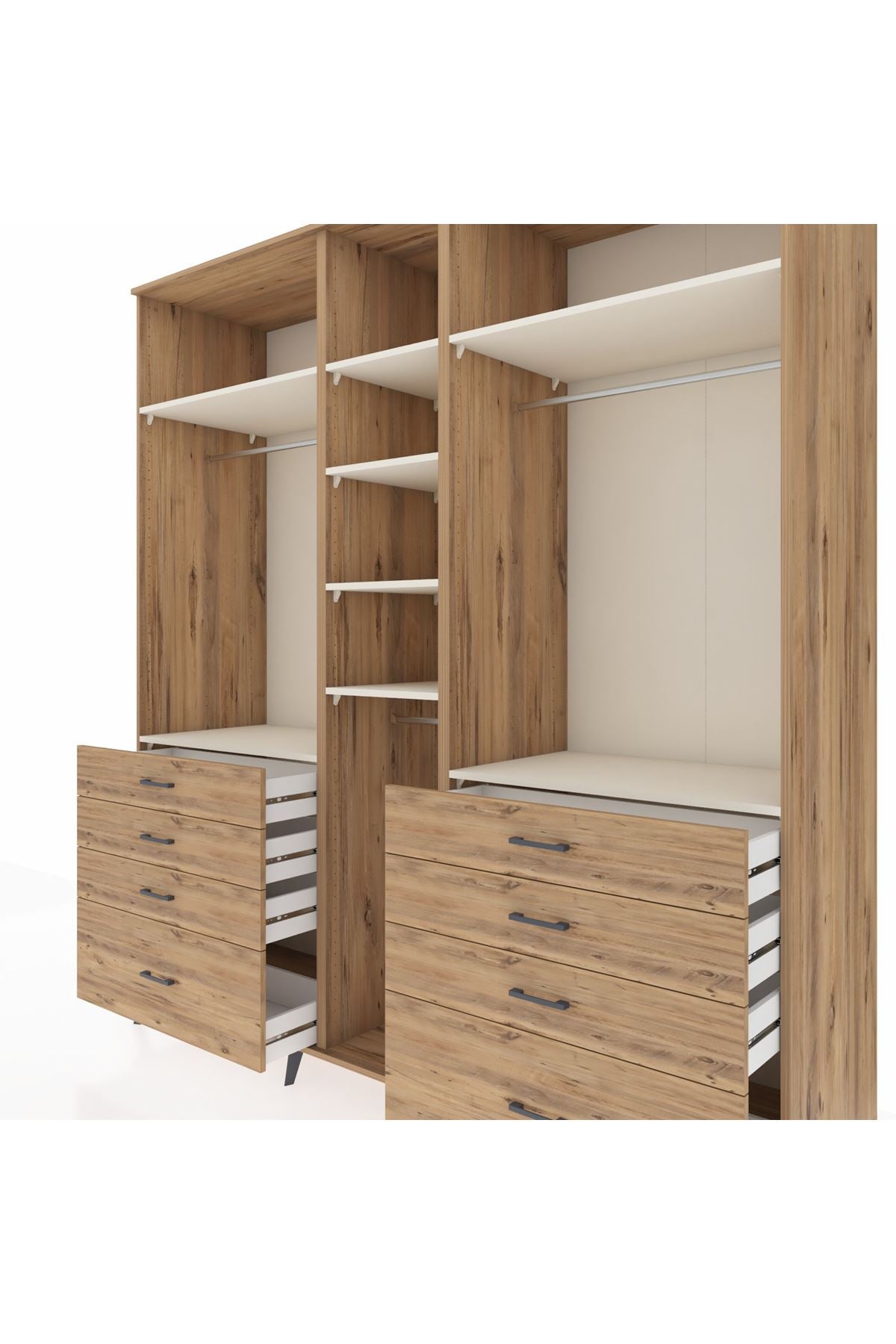 Kronos Dolap 8 Raflı 8 Çekmeceli 3 Askılı 220x59x243 - S784M008V24C