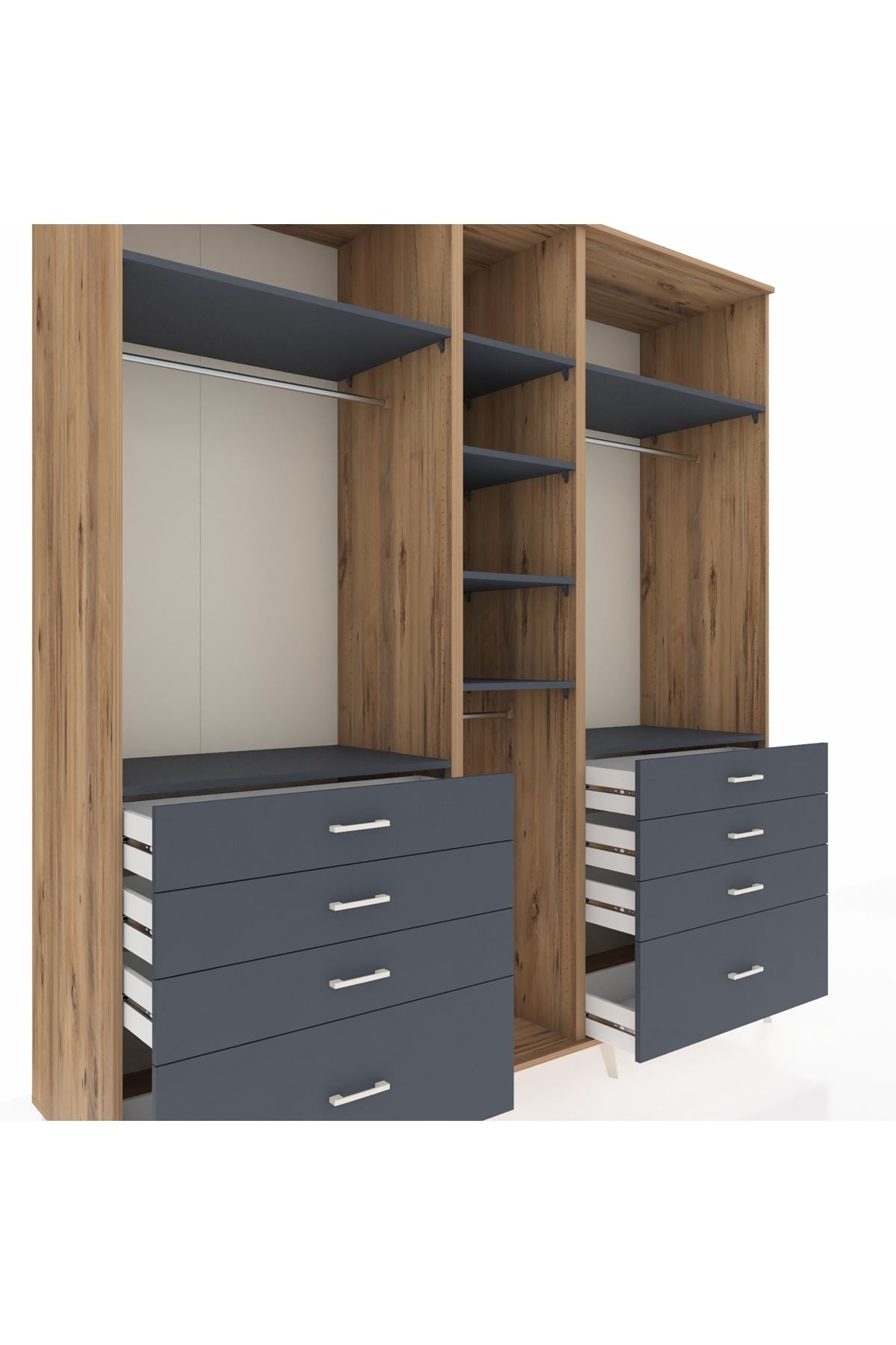 Kronos Dolap 8 Raflı 8 Çekmeceli 3 Askılı 220x59x243 - S784M008V26C