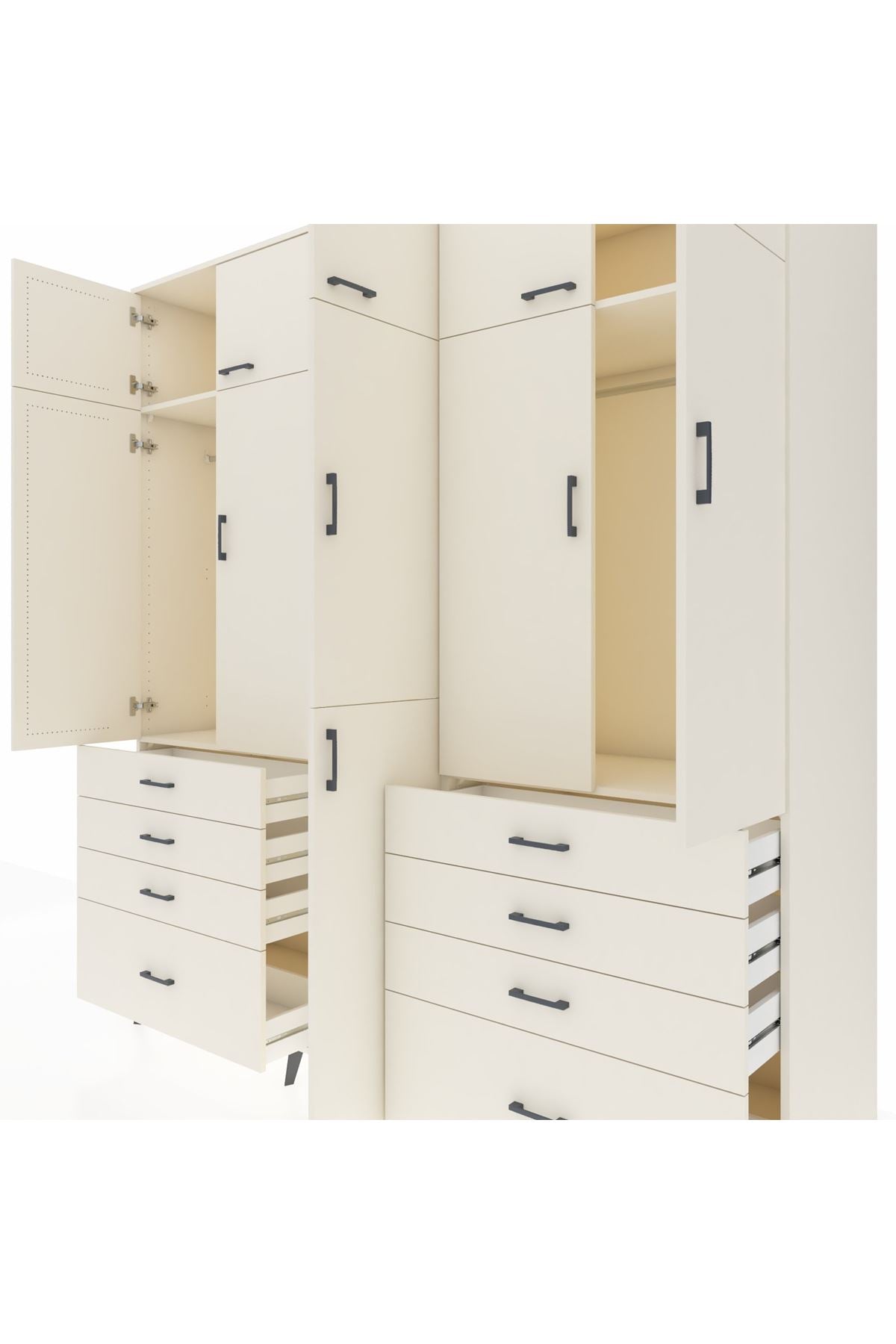 Kronos Dolap 8 Raflı 8 Çekmeceli 3 Askılı 220x59x243 - S784M009V04C