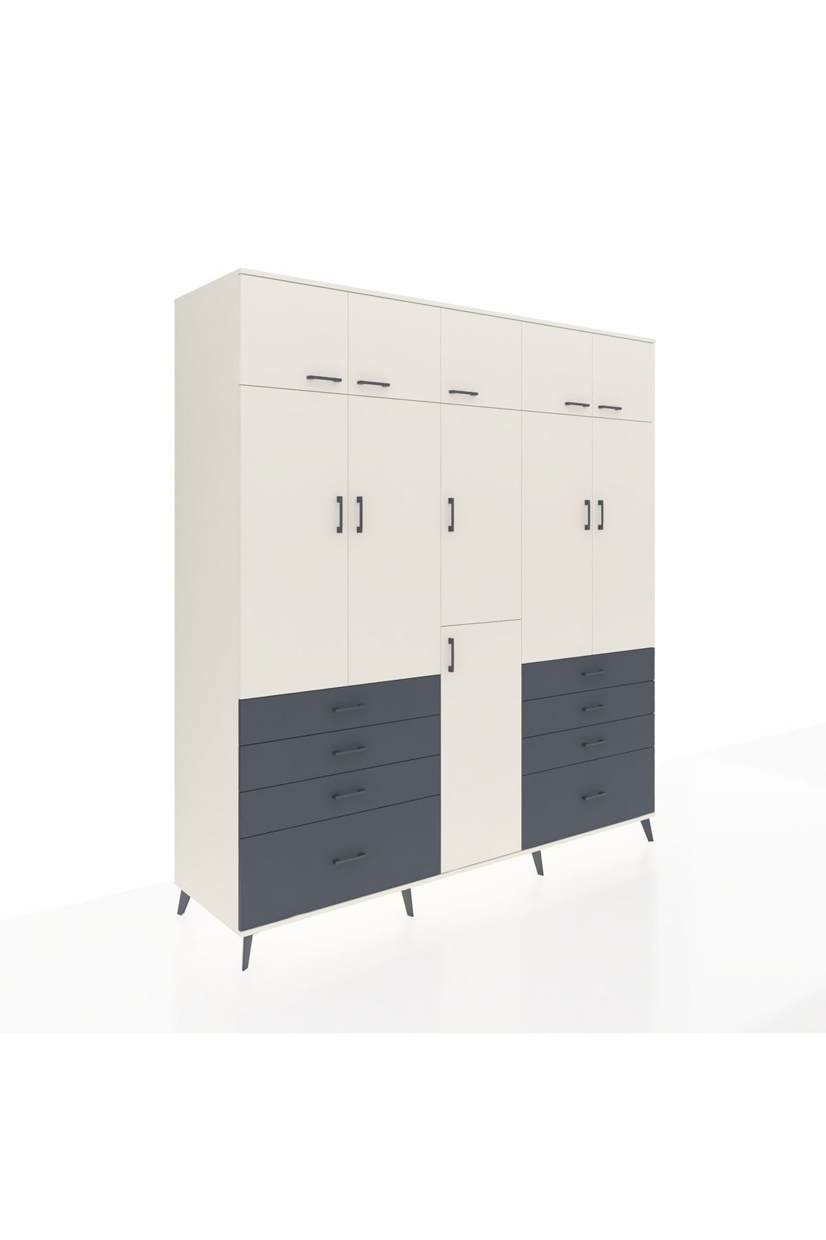 Kronos Dolap 8 Raflı 8 Çekmeceli 3 Askılı 220x59x243 - S784M009V05C