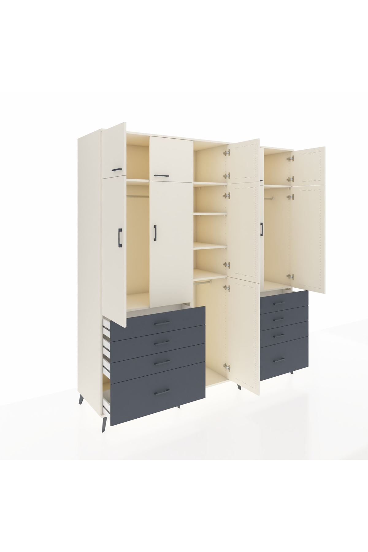 Kronos Dolap 8 Raflı 8 Çekmeceli 3 Askılı 220x59x243 - S784M009V05C